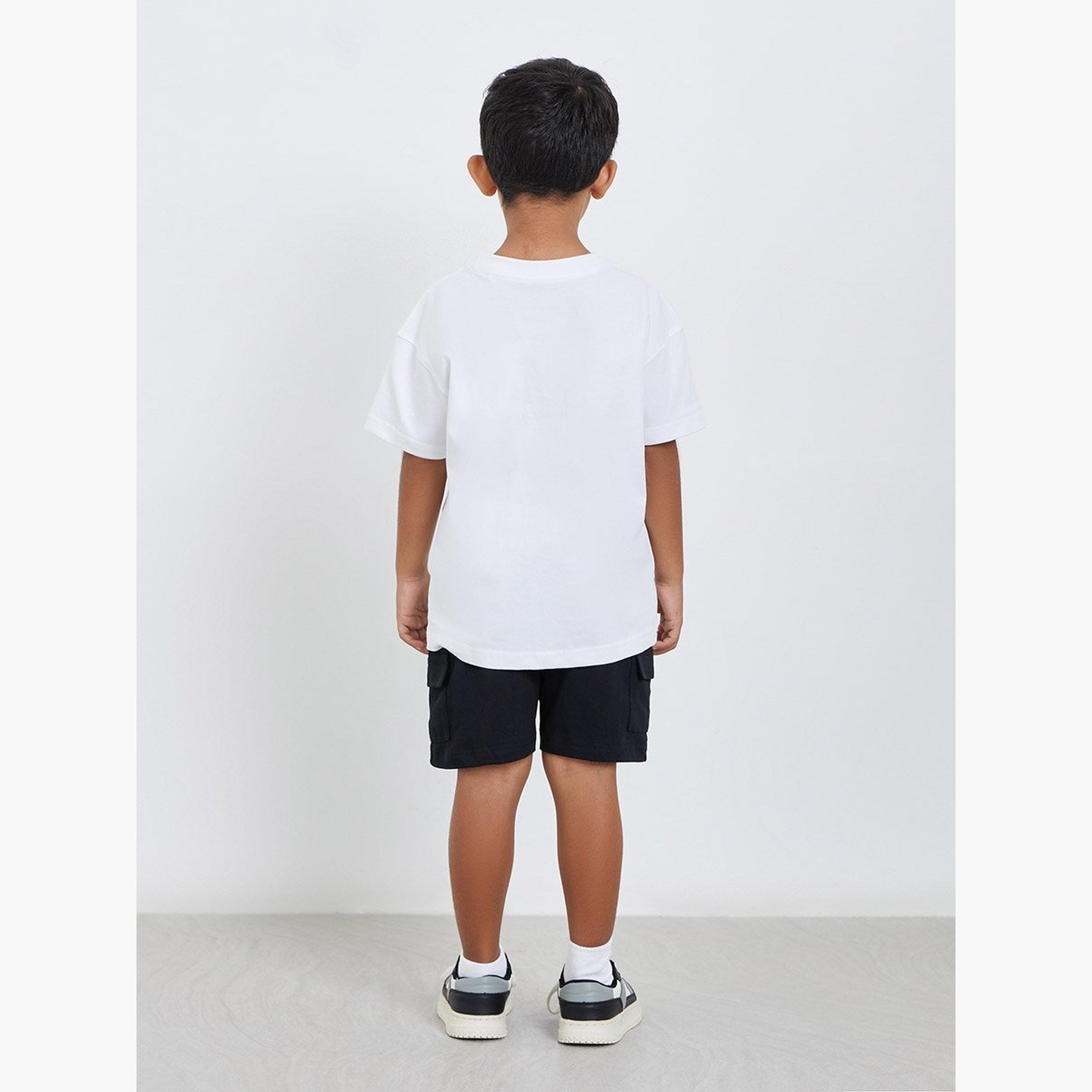 Styli Boys Cotton Slogan T-Shirt and Shorts Set-boys-clothing-setsandcoords-image-5