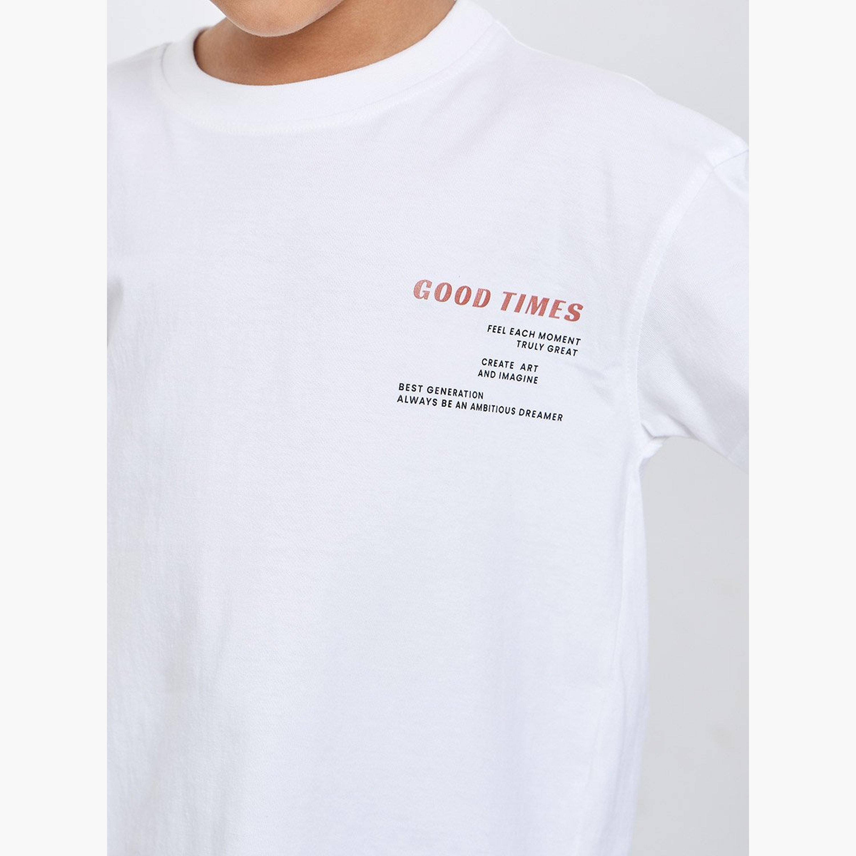 طقم منسق من شورت وتيشيرت بطبعة كتابة-boys-clothing-setsandcoords-image-3
