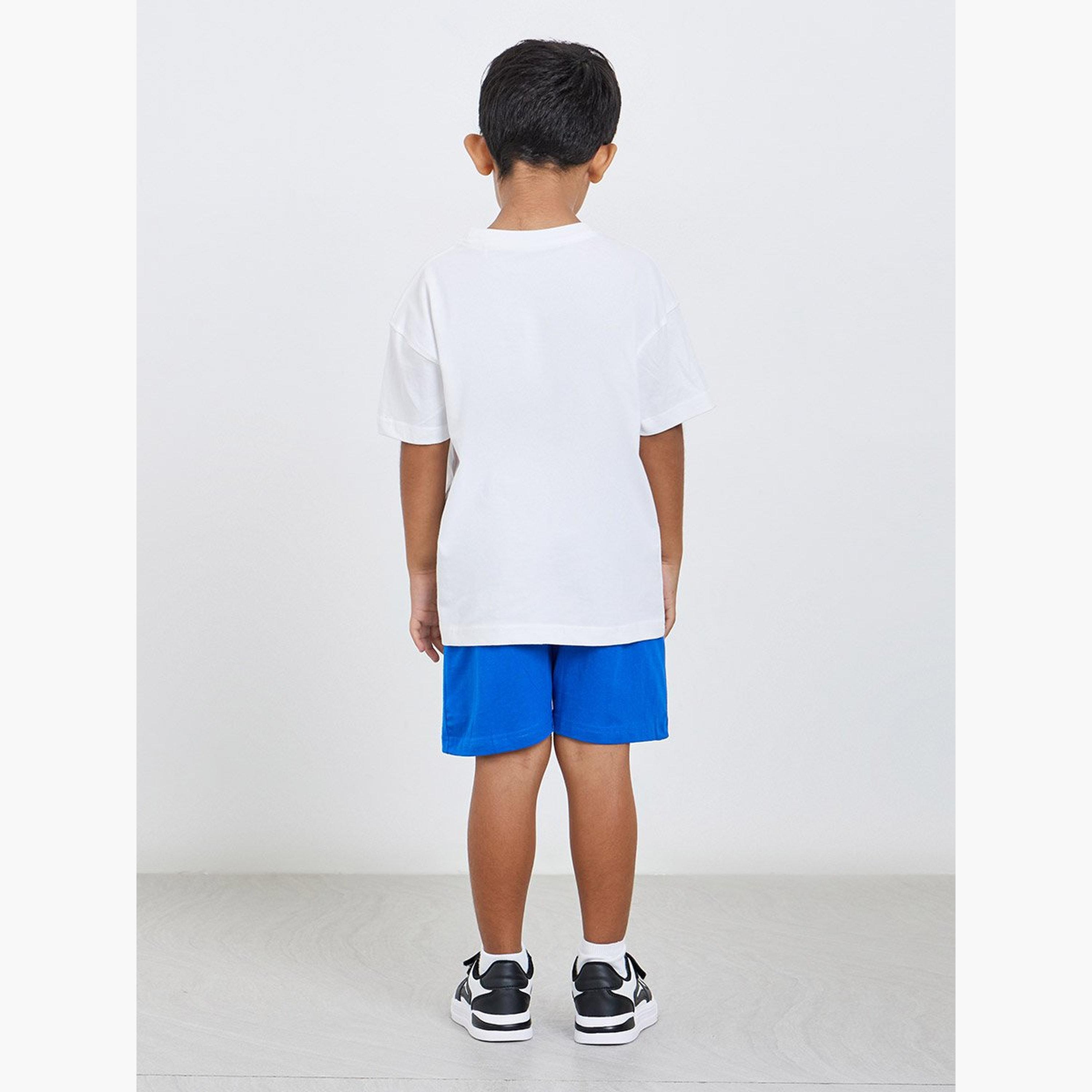 Styli Boys Cotton Slogan T-Shirt and Shorts Set-boys-clothing-setsandcoords-image-5