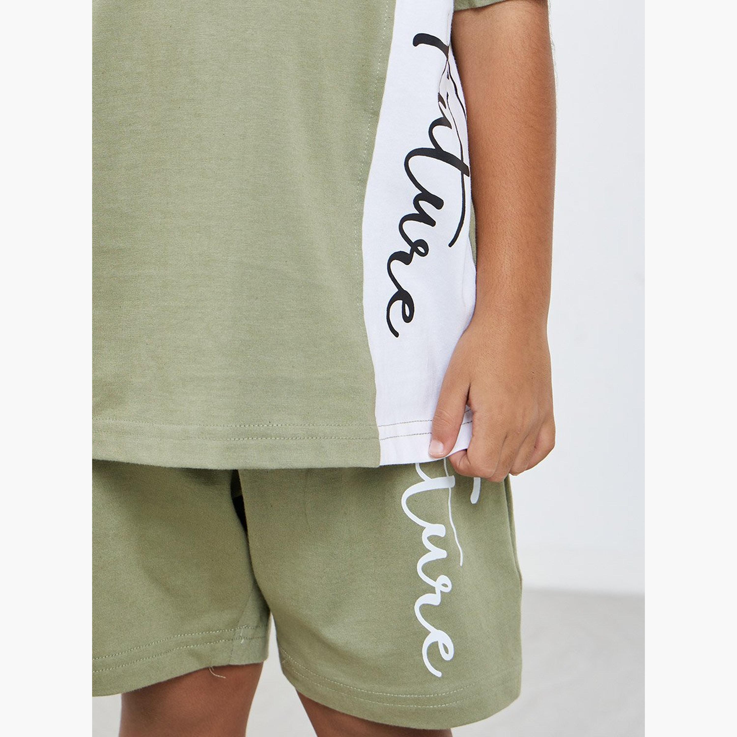 طقم منسق من شورت وتيشيرت بنمط كتل الألوان-boys-clothing-setsandcoords-image-3