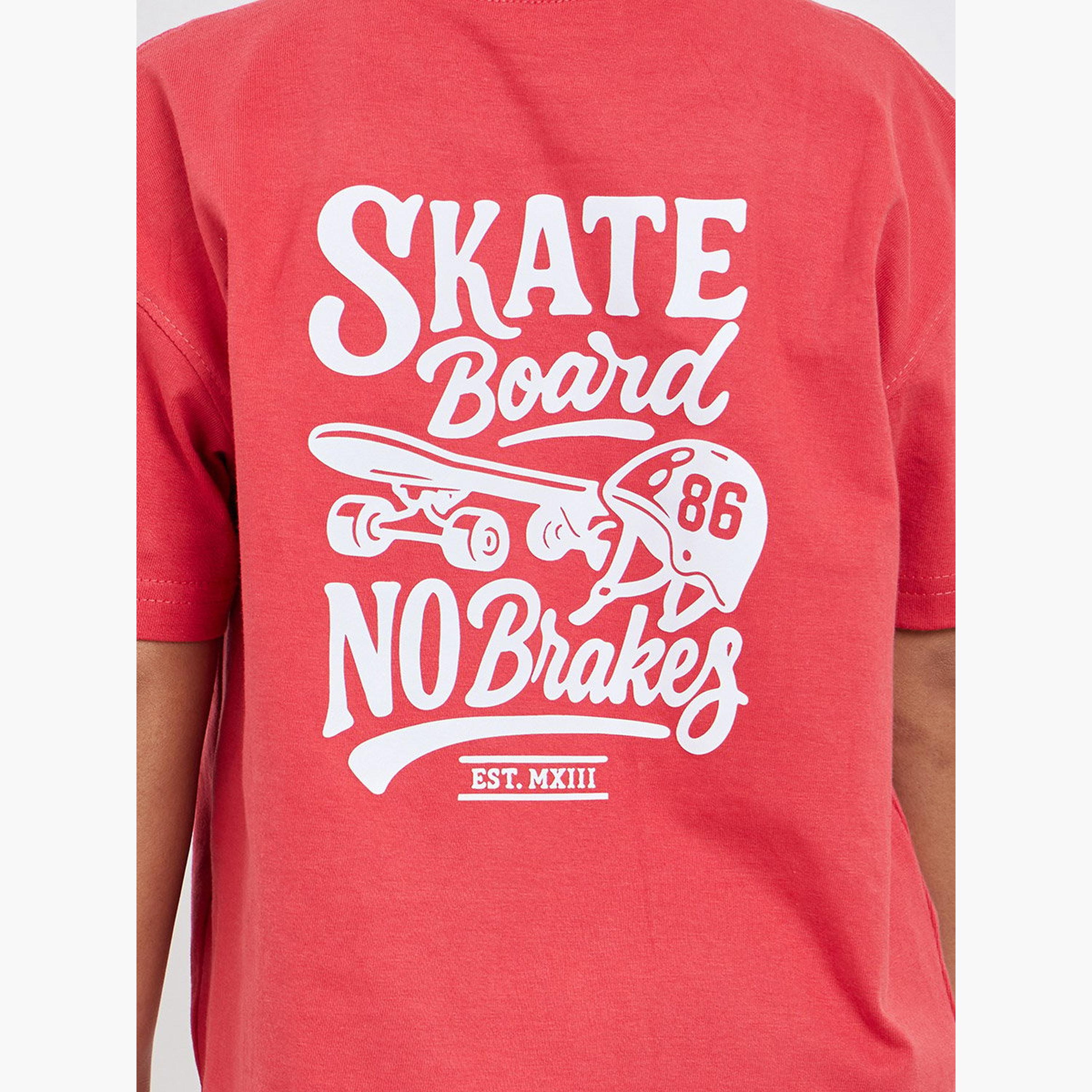 Styli Boys Red Skateboard Graphic T-Shirt and Shorts Set-boys-clothing-setsandcoords-image-3