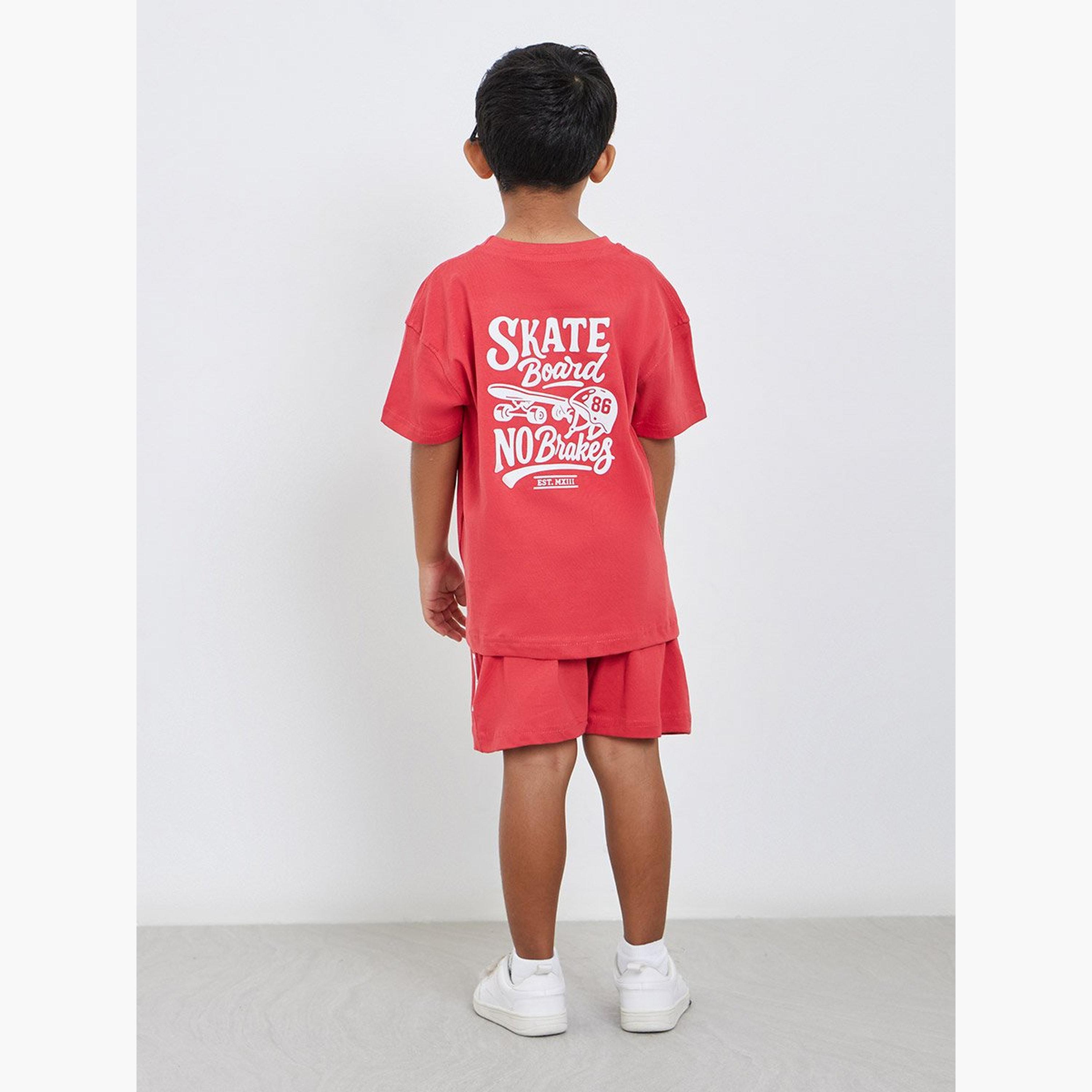 Styli Boys Red Skateboard Graphic T-Shirt and Shorts Set-boys-clothing-setsandcoords-image-6
