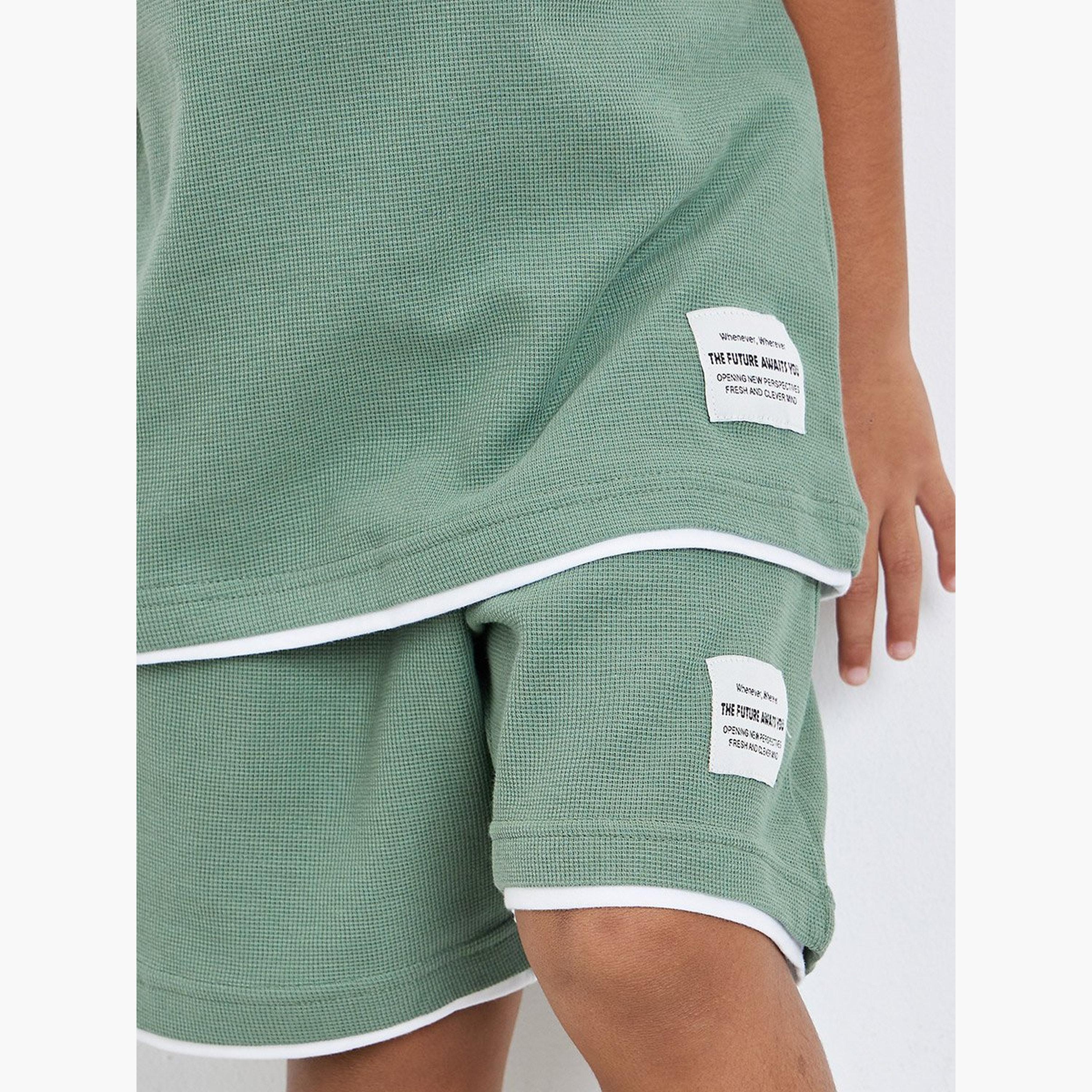 Styli Boys Green Cotton Knit T-Shirt and Shorts Set-boys-clothing-setsandcoords-image-3