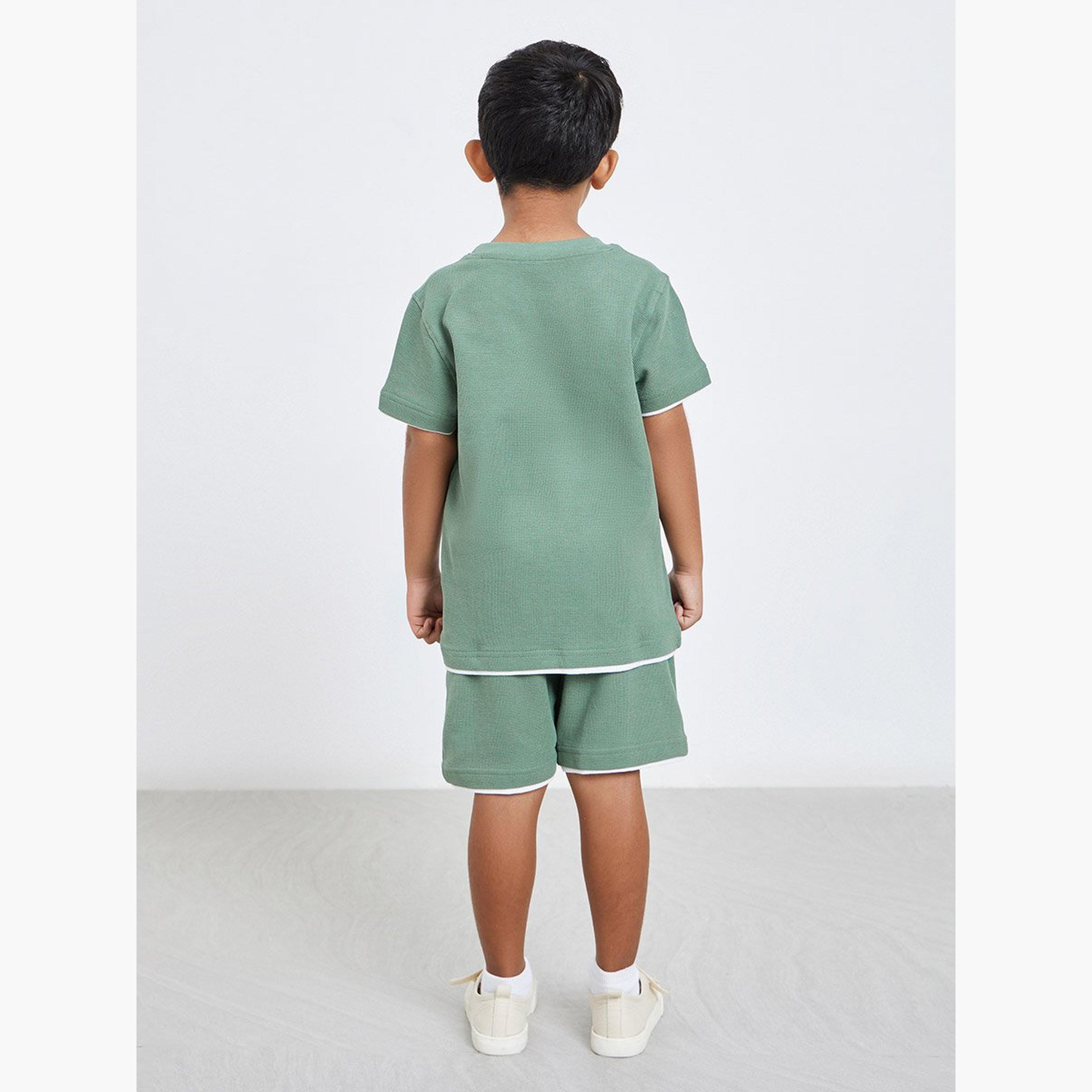 Styli Boys Green Cotton Knit T-Shirt and Shorts Set-boys-clothing-setsandcoords-image-5
