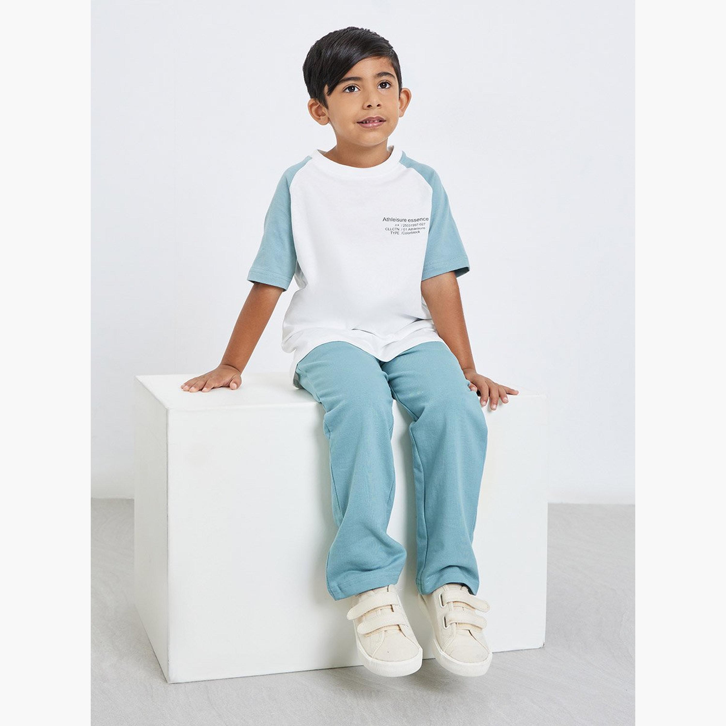 Styli Boys Cotton Slogan T-Shirt and Joggers Set-boys-clothing-setsandcoords-image-2
