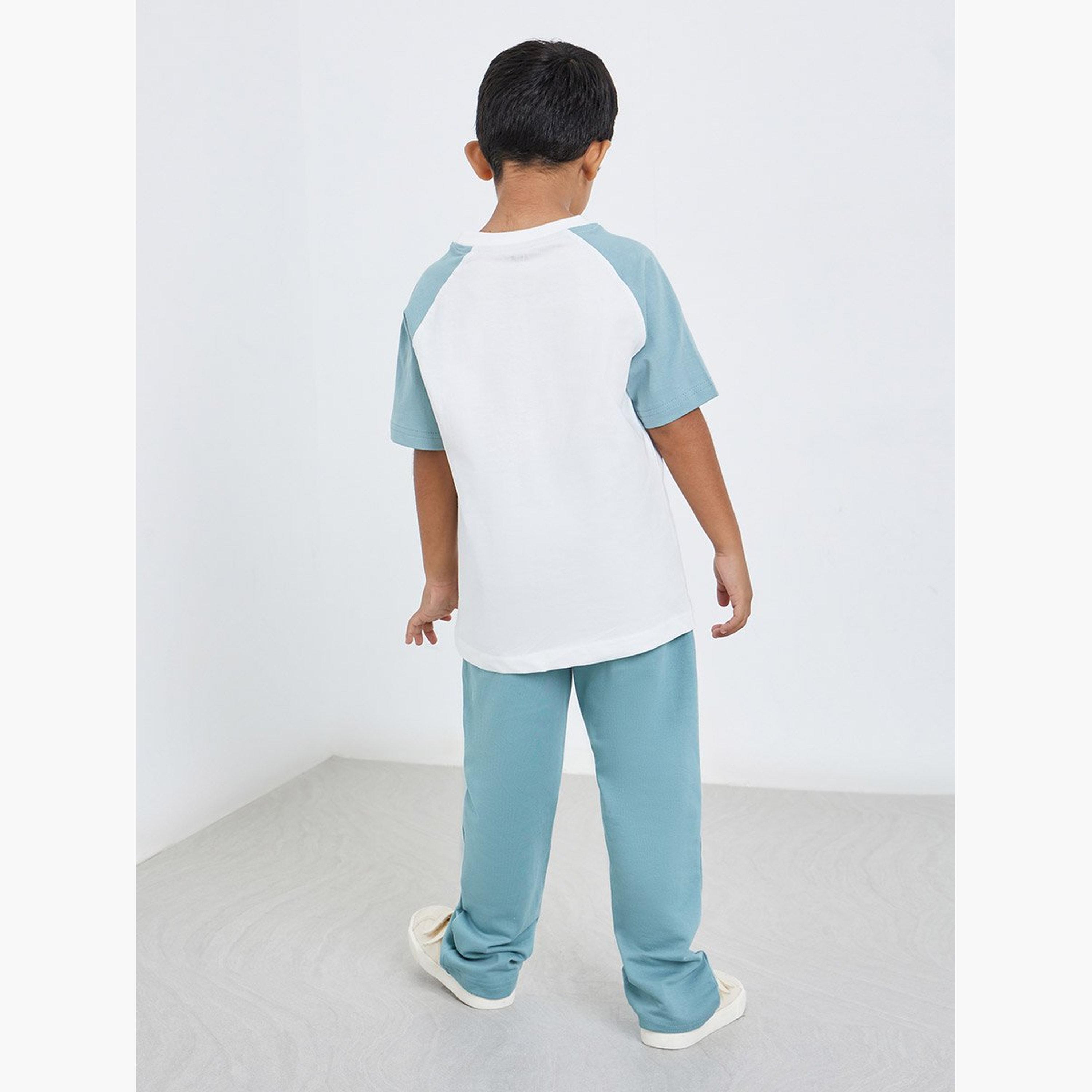Styli Boys Cotton Slogan T-Shirt and Joggers Set-boys-clothing-setsandcoords-image-6