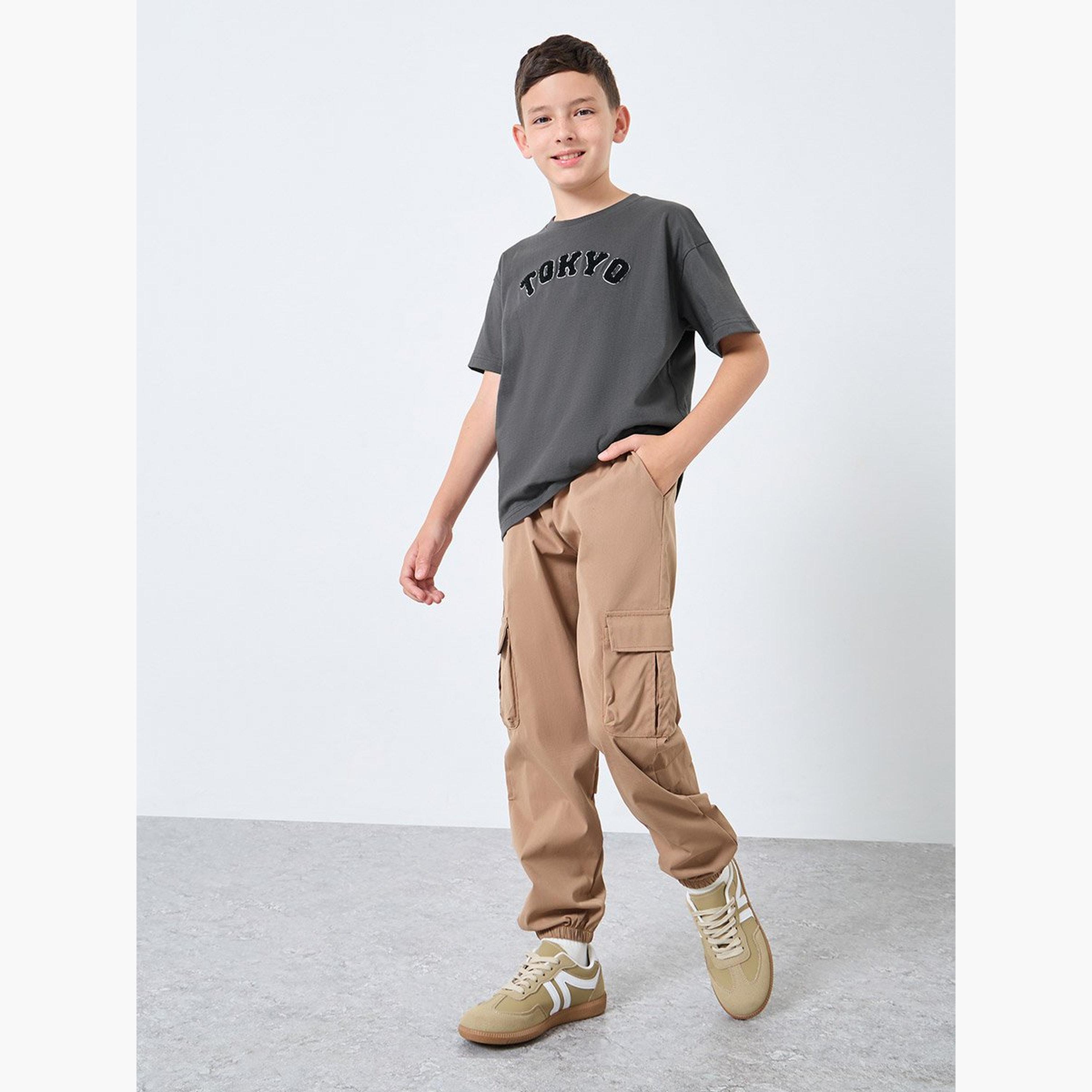 Styli Charcoal Oversized T-Shirt with Patchwork-boys-clothing-tshirtsandpolos-image-2