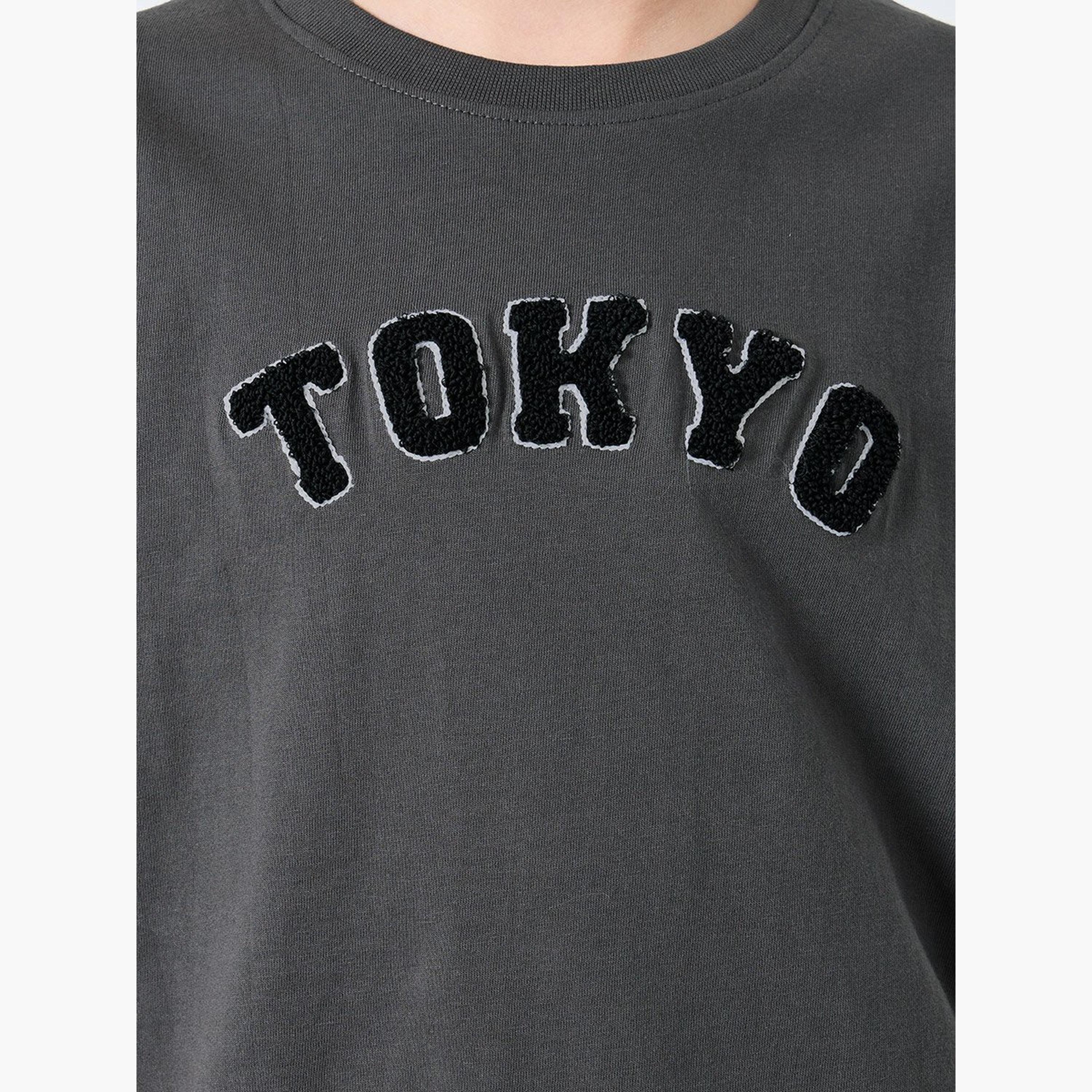 Styli Charcoal Oversized T-Shirt with Patchwork-boys-clothing-tshirtsandpolos-image-3