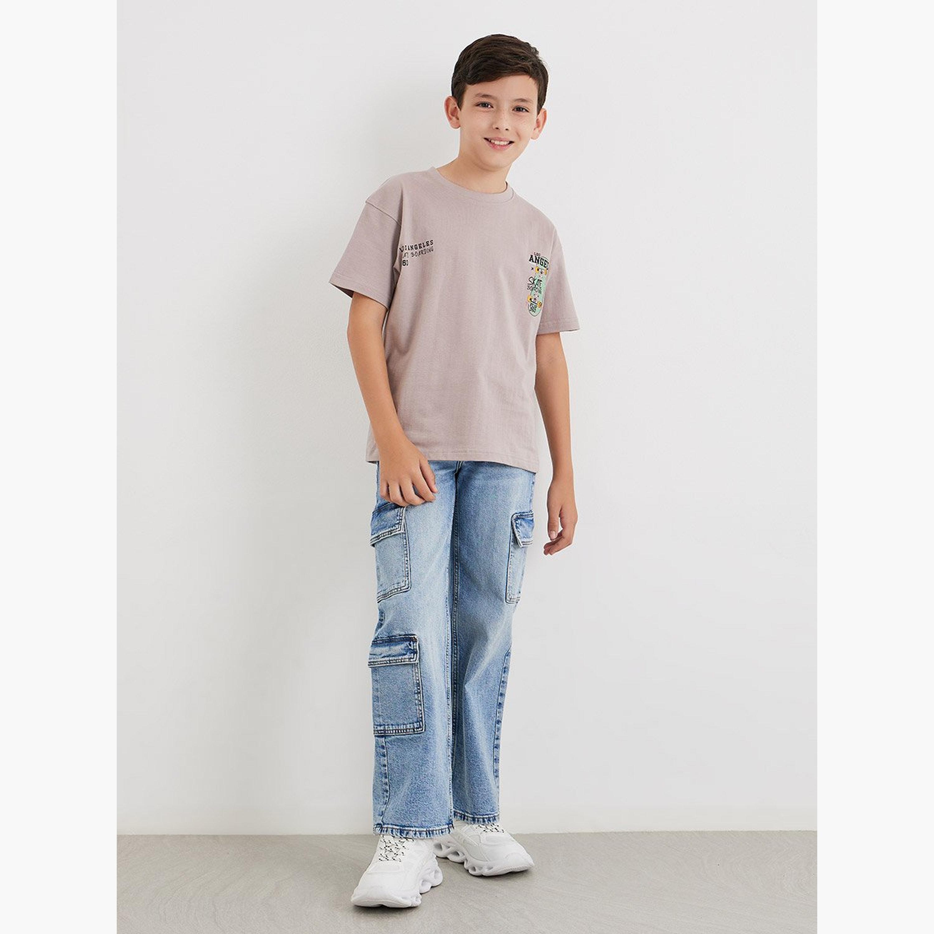 Styli Teens Beige Graphic Print Oversized T-Shirt-boys-clothing-tshirtsandpolos-image-2