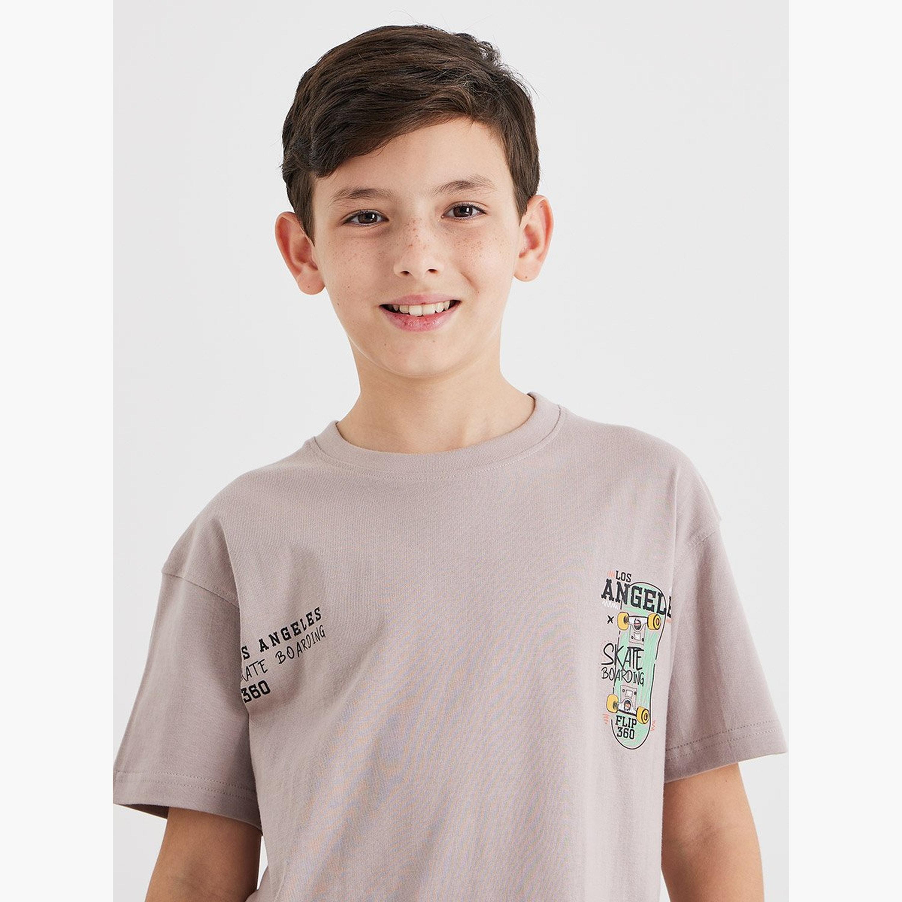 Styli Teens Beige Graphic Print Oversized T-Shirt-boys-clothing-tshirtsandpolos-image-3