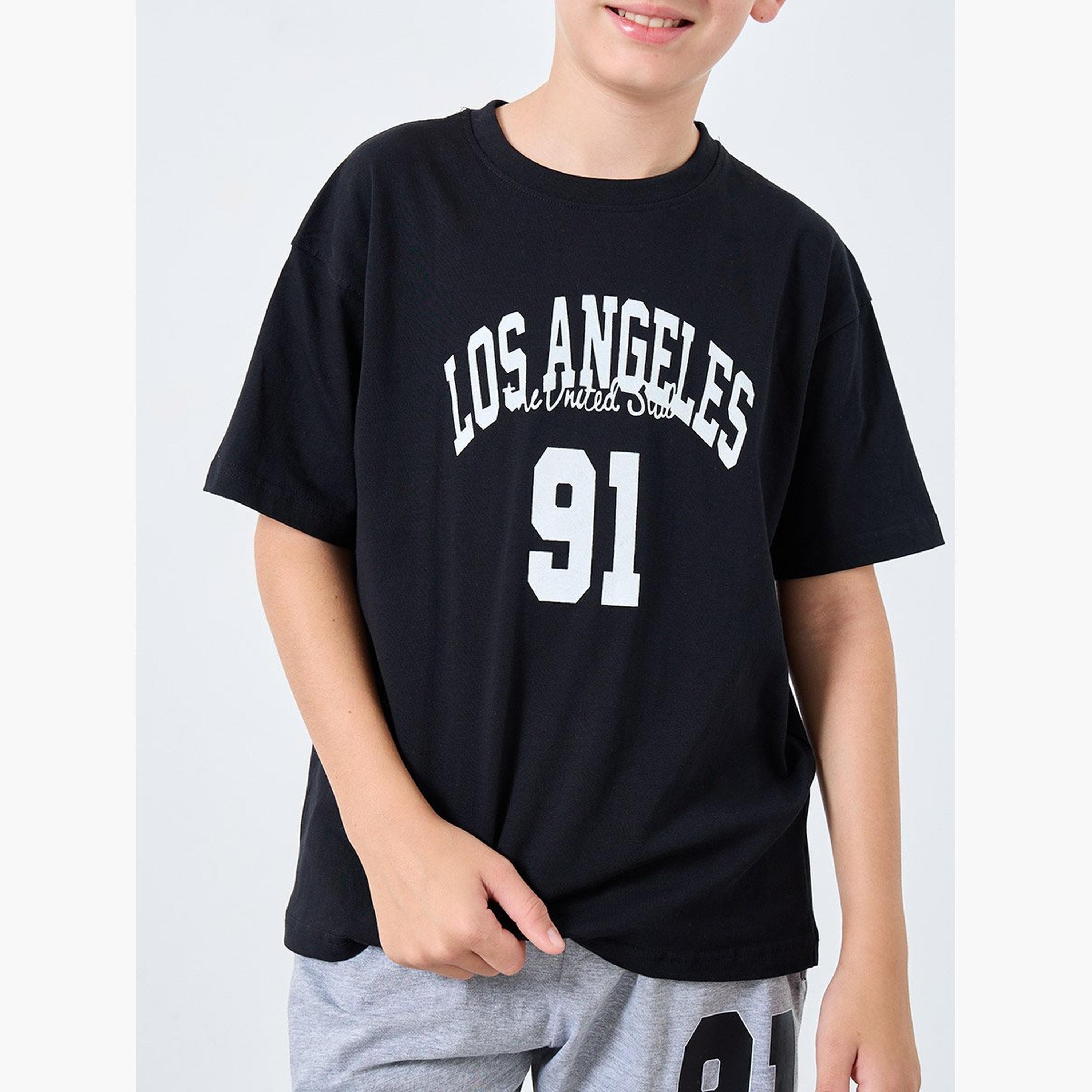 Styli Teen Graphic Print T-Shirt and Shorts Set-boys-clothing-setsandcoords-image-3