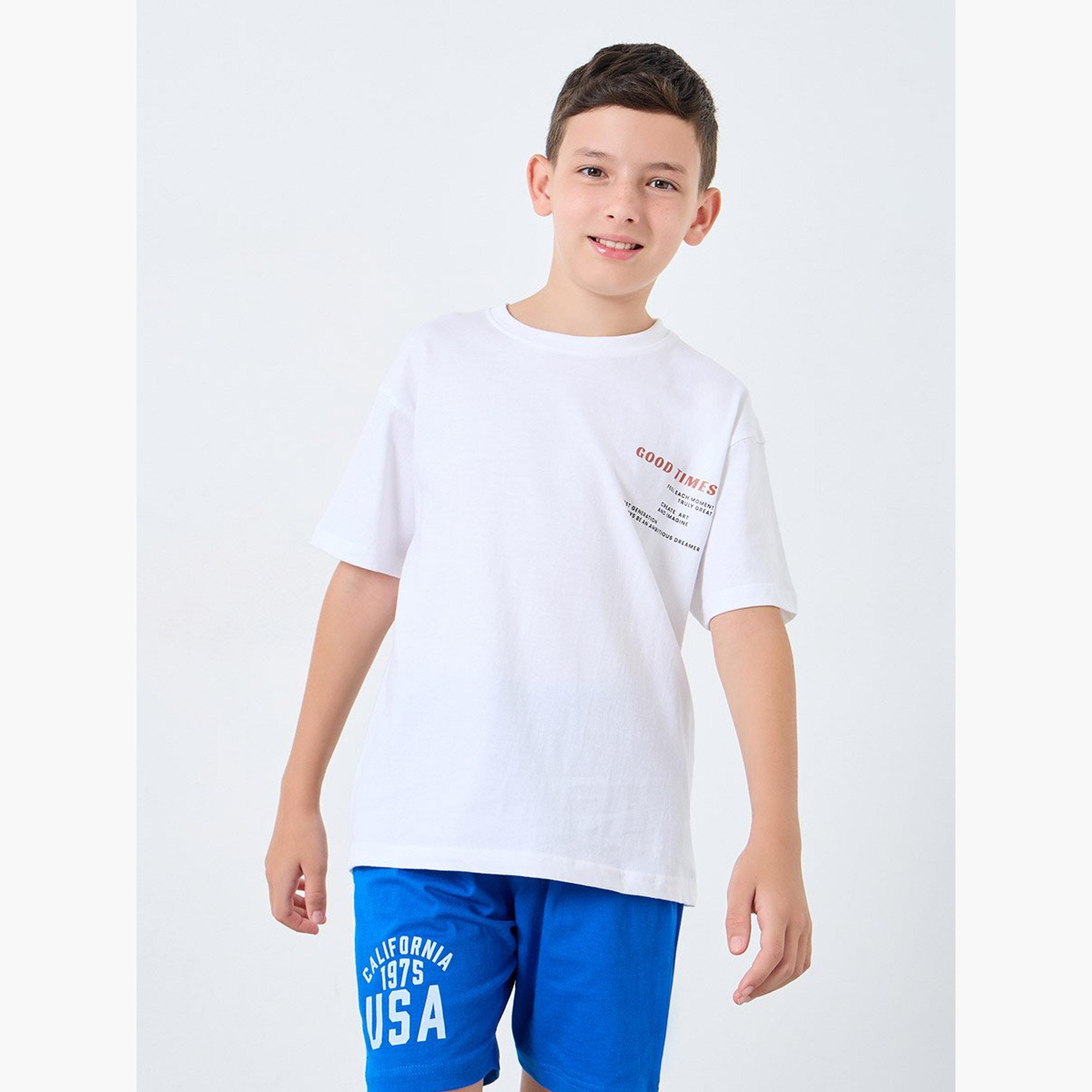 Styli Teen Oversized Cotton T-Shirt and Shorts Set-boys-clothing-setsandcoords-image-2