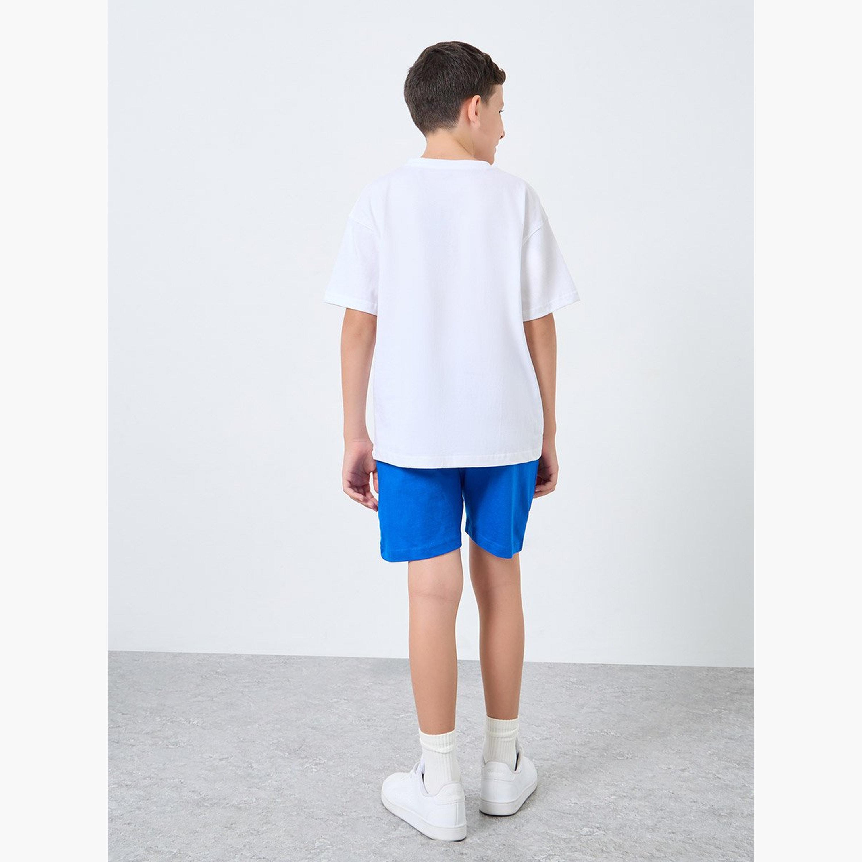 Styli Teen Oversized Cotton T-Shirt and Shorts Set-boys-clothing-setsandcoords-image-4