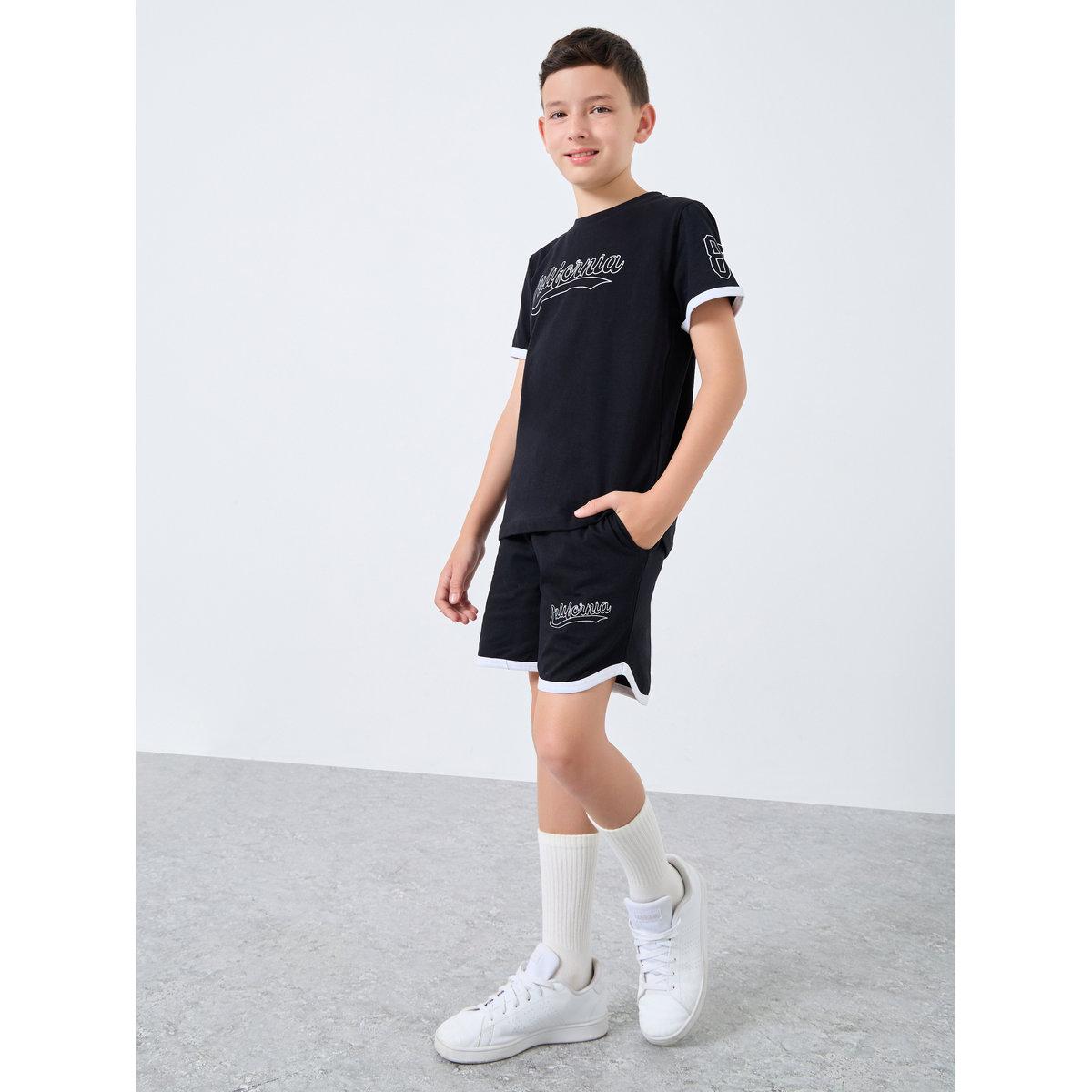 Styli Teen Contrast Binding Printed T-Shirt and Shorts Set-boys-clothing-setsandcoords-image-1