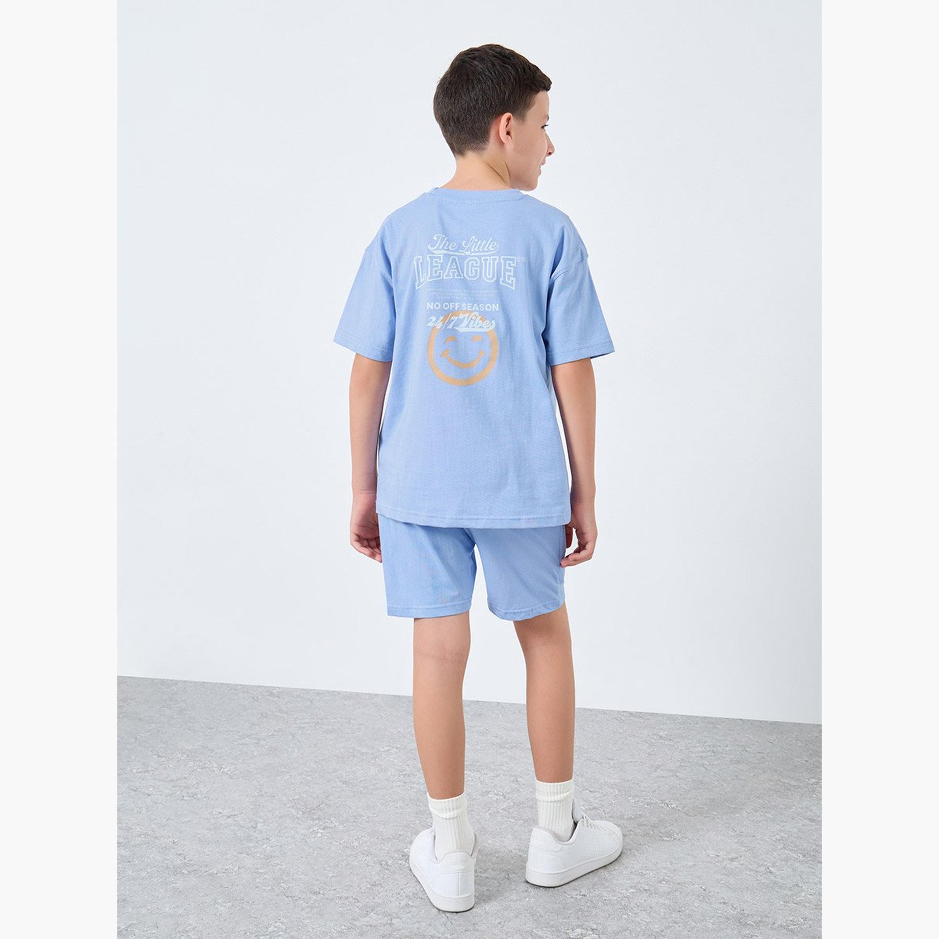 Styli Teen Blue Printed Oversized T-Shirt and Shorts Set-boys-clothing-setsandcoords-image-5