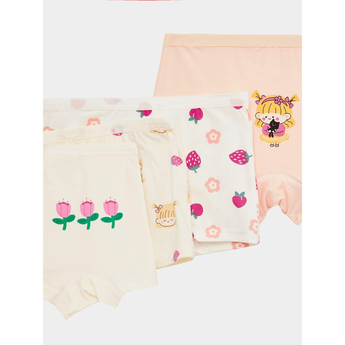 مجموعة من 4 سروايل داخلية بطبعات وخصر مطاطي-girls-clothing-innerwear-image-6