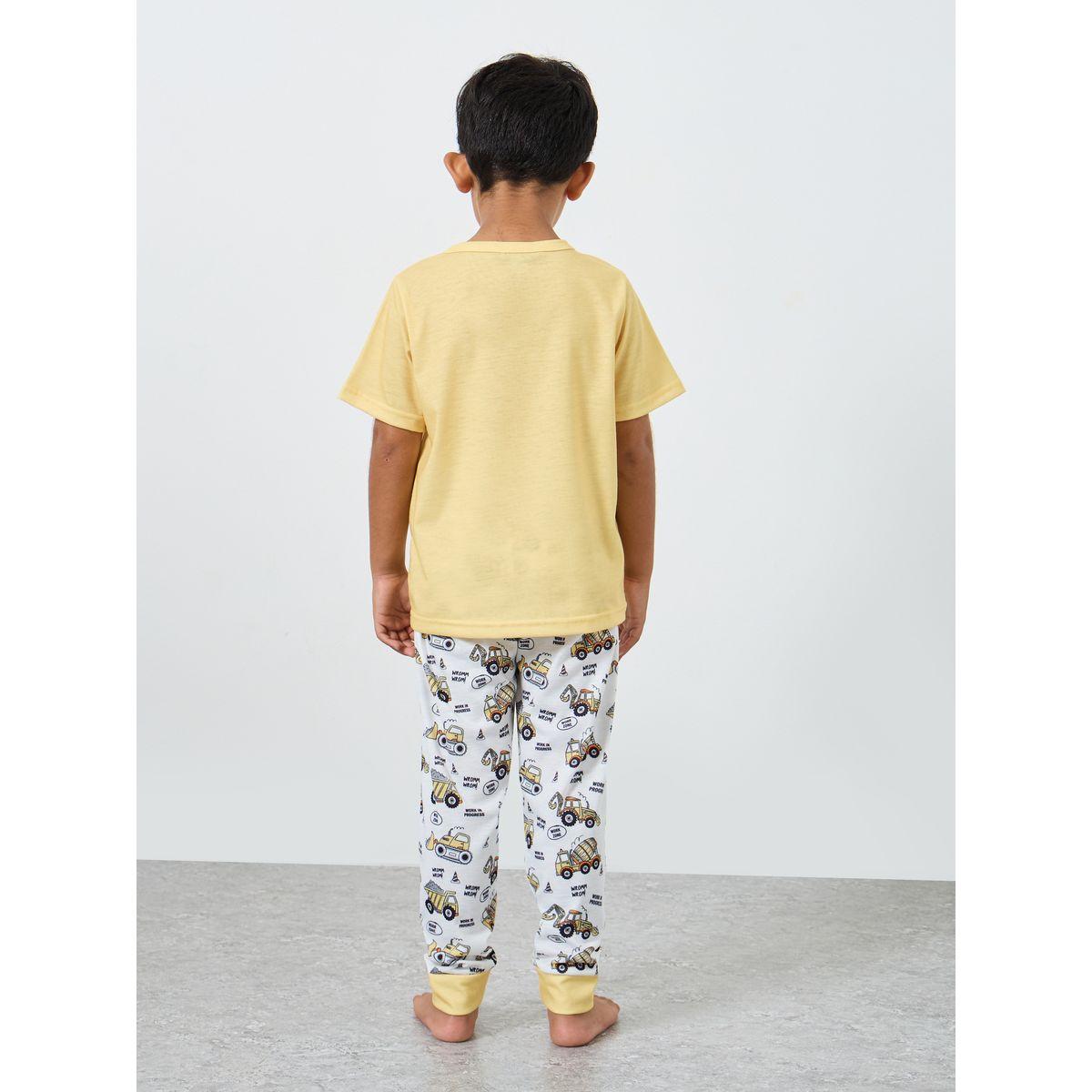 Styli Truck Graphic T-Shirt and Cuffed Pyjama Set-boys-clothing-nightwear-image-4