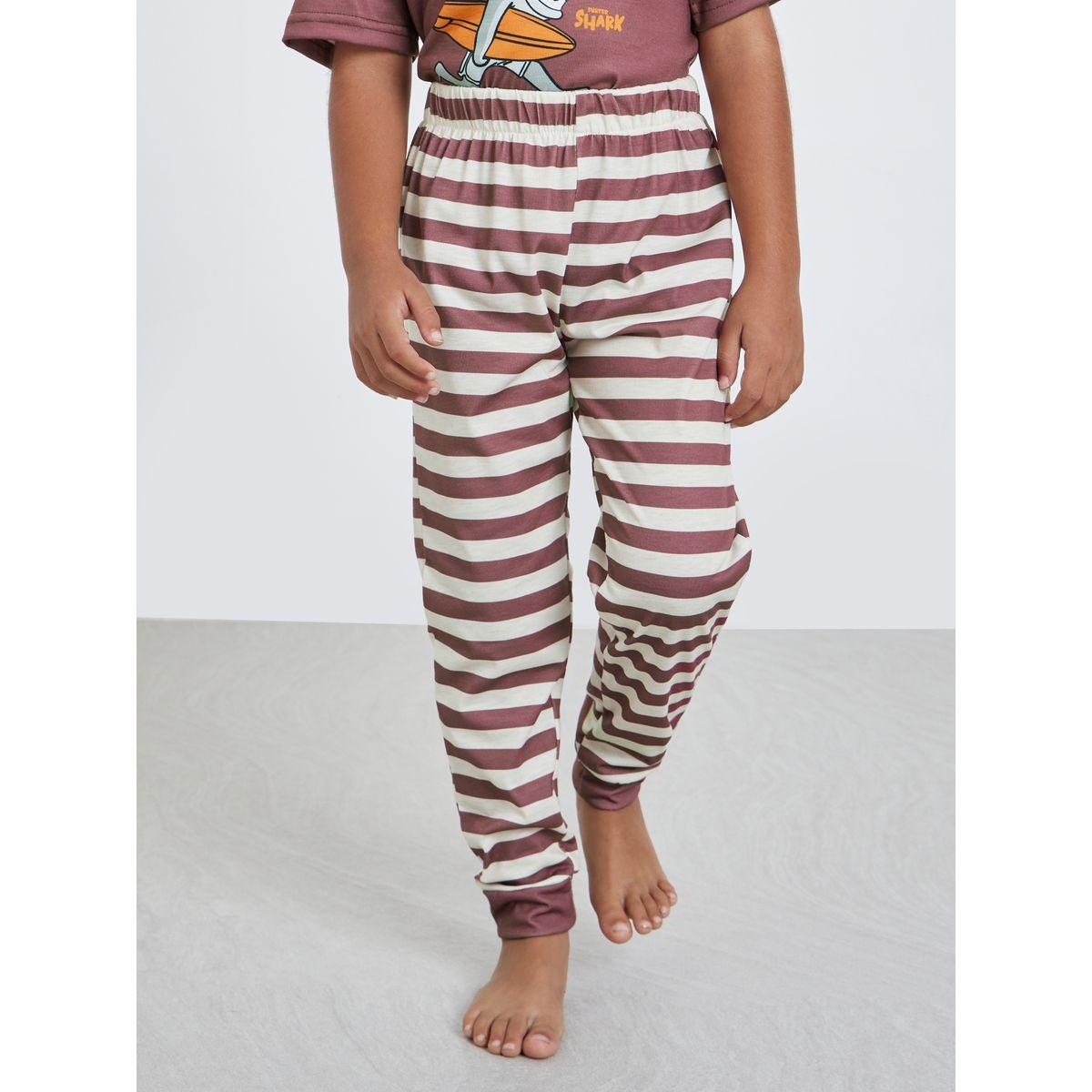 Styli Shark Graphic T-Shirt and Striped Pyjama Set-boys-clothing-nightwear-image-5