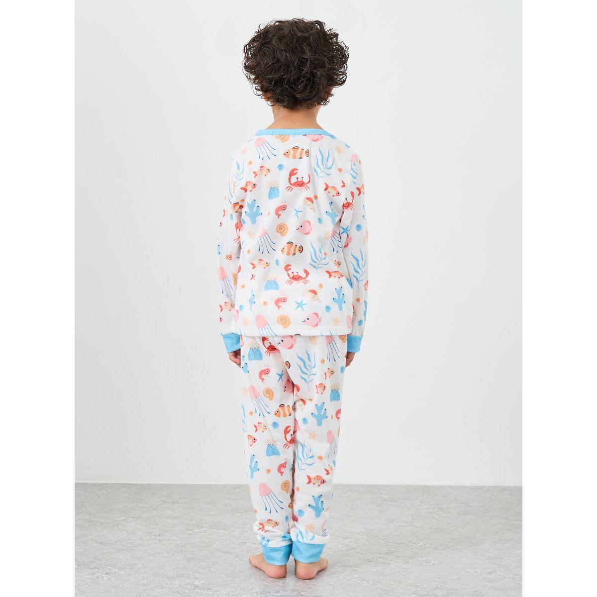 Styli Sea Life Print T-Shirt and Pyjama Set-boys-clothing-nightwear-image-6