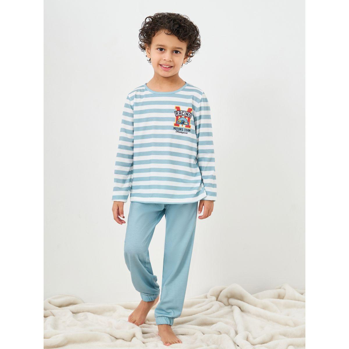 Styli Striped Printed T-Shirt and Pyjama Set-boys-clothing-nightwear-image-1