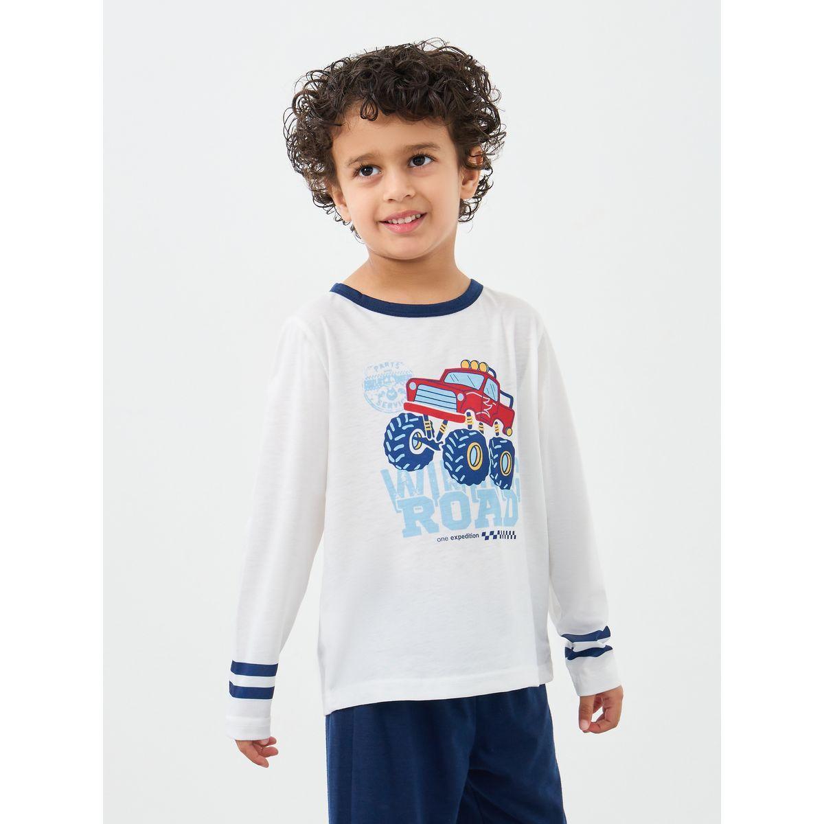 Styli Car Graphic Print T-Shirt and Pyjama Set-boys-clothing-nightwear-image-3