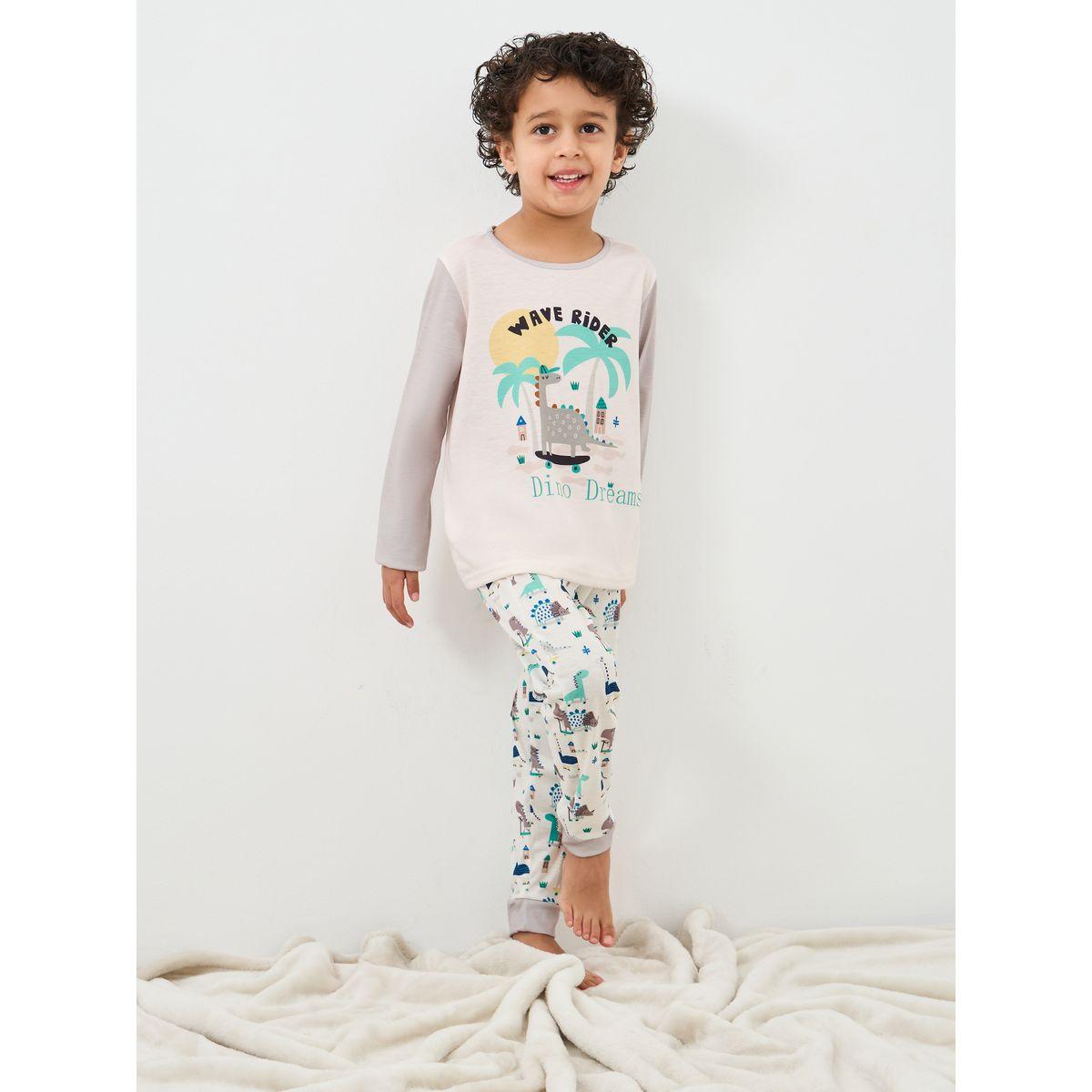 Styli Dinosaur Print T-Shirt and Pyjama Set-boys-clothing-nightwear-image-1