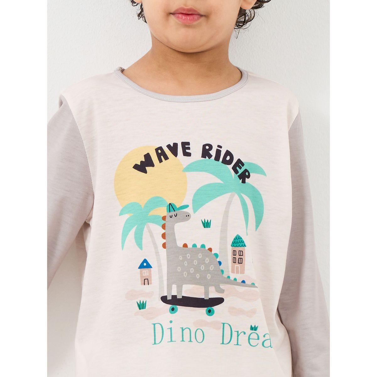 Styli Dinosaur Print T-Shirt and Pyjama Set-boys-clothing-nightwear-image-2