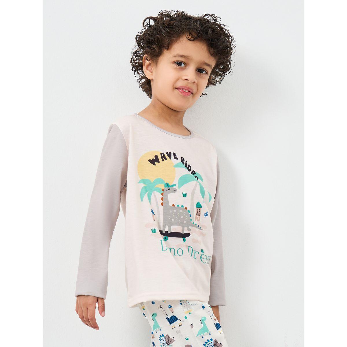 Styli Dinosaur Print T-Shirt and Pyjama Set-boys-clothing-nightwear-image-3