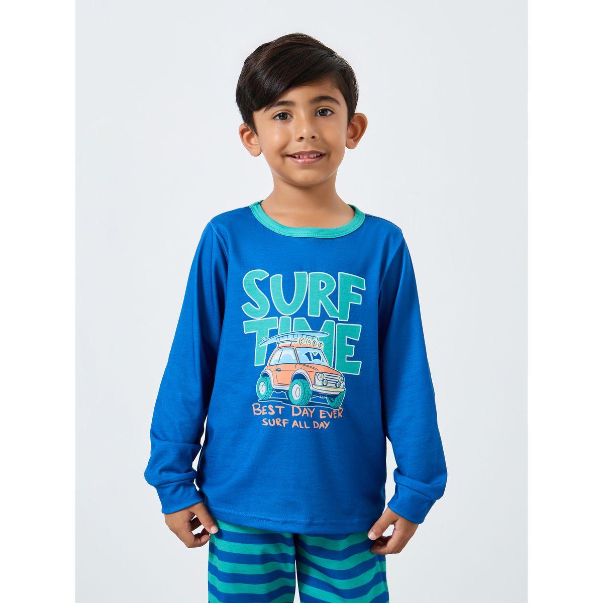 Styli Boys Graphic Print T-Shirt and Pyjama Set-boys-clothing-nightwear-image-2