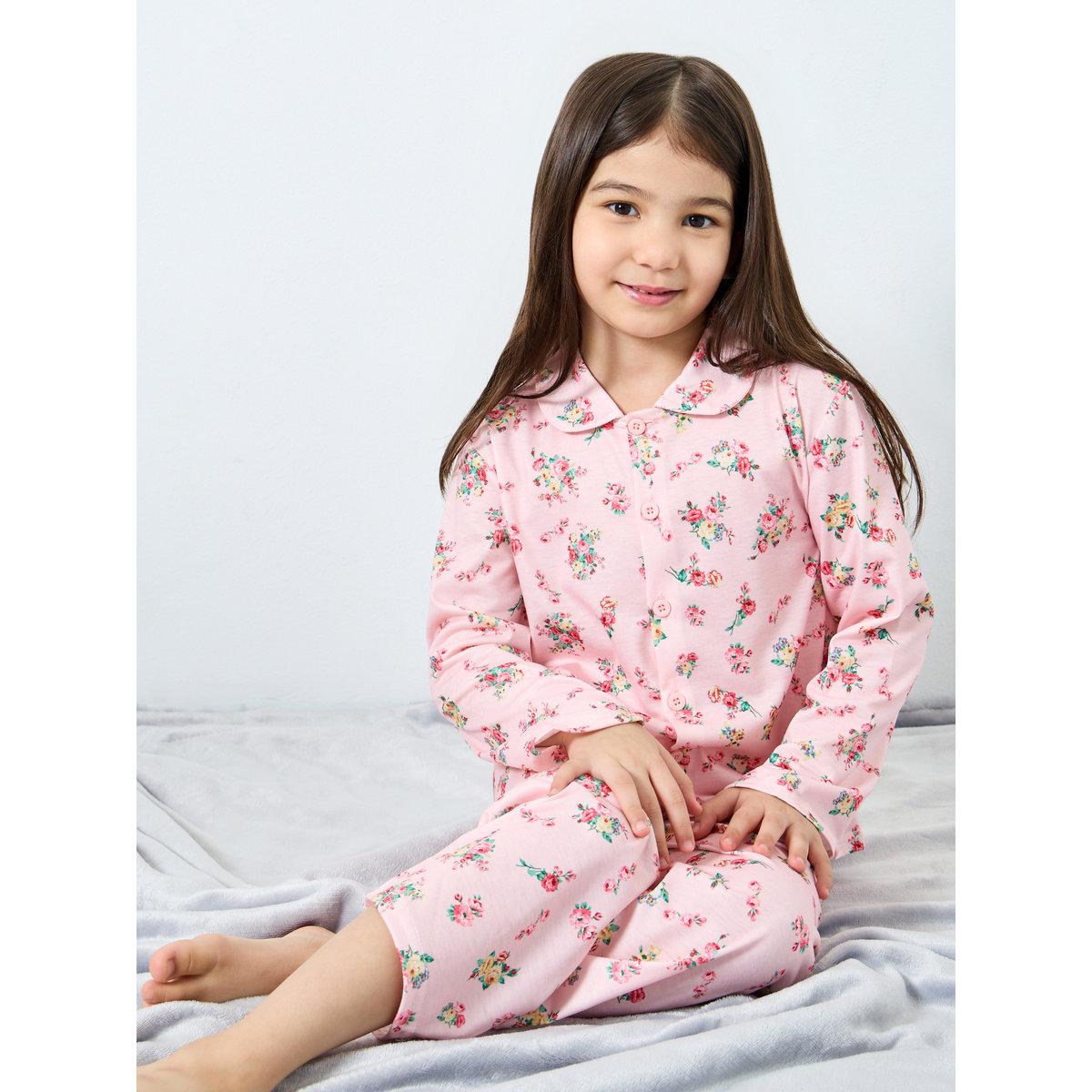Styli Girls Floral Print Shirt and Pyjama Set-girls-clothing-nightwear-image-1