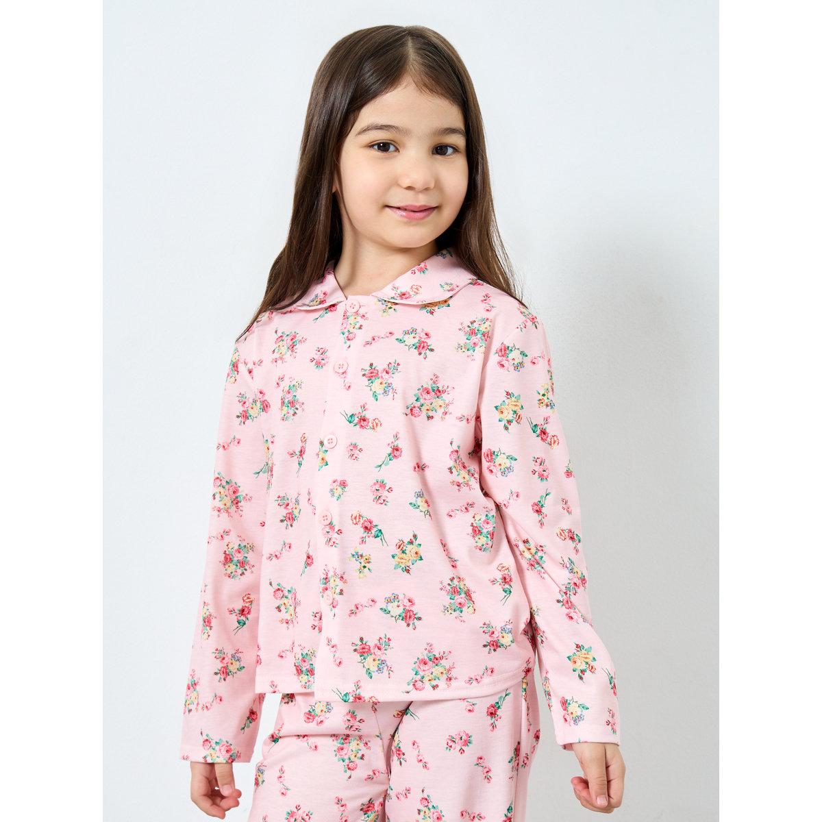 Styli Girls Floral Print Shirt and Pyjama Set-girls-clothing-nightwear-image-3