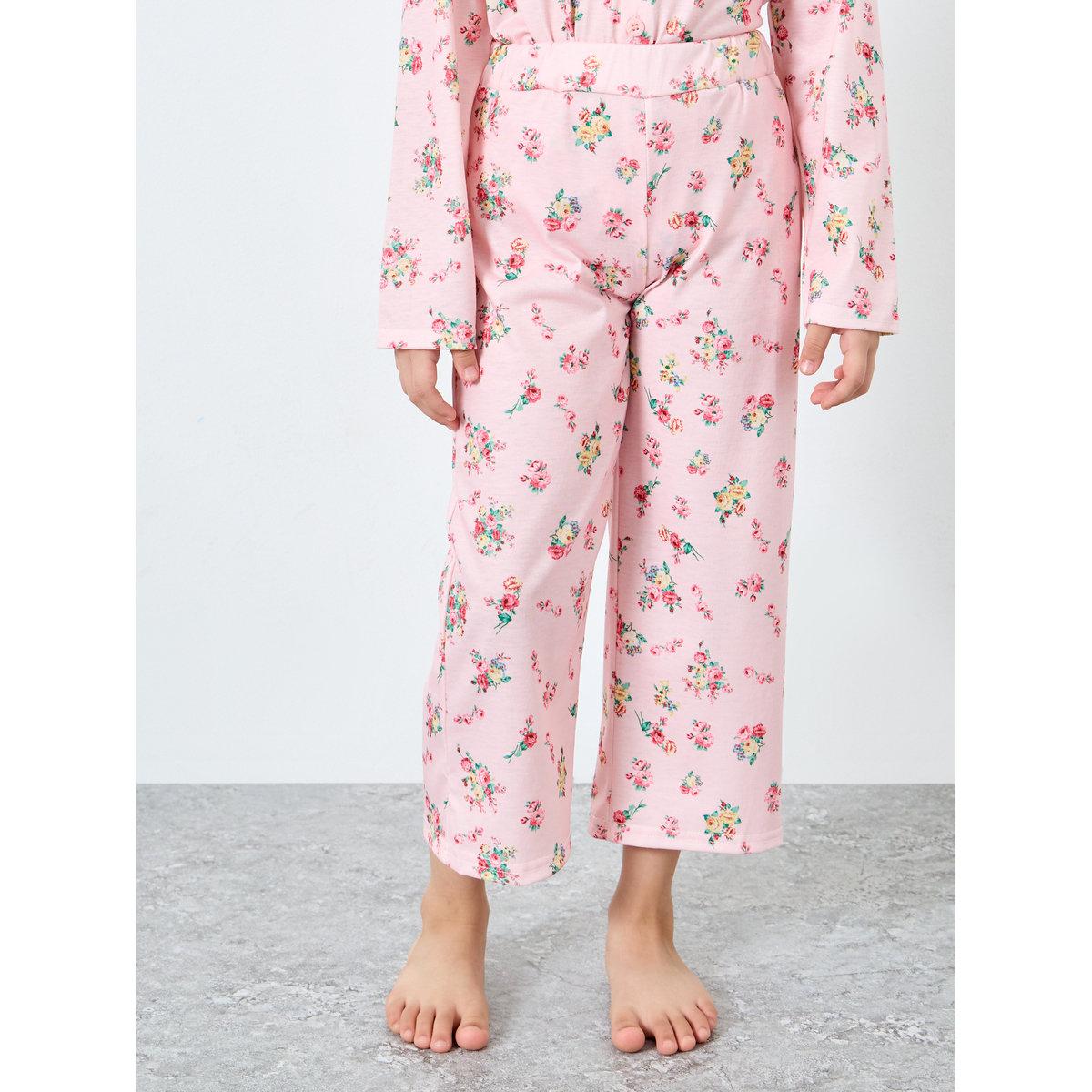 Styli Girls Floral Print Shirt and Pyjama Set-girls-clothing-nightwear-image-5