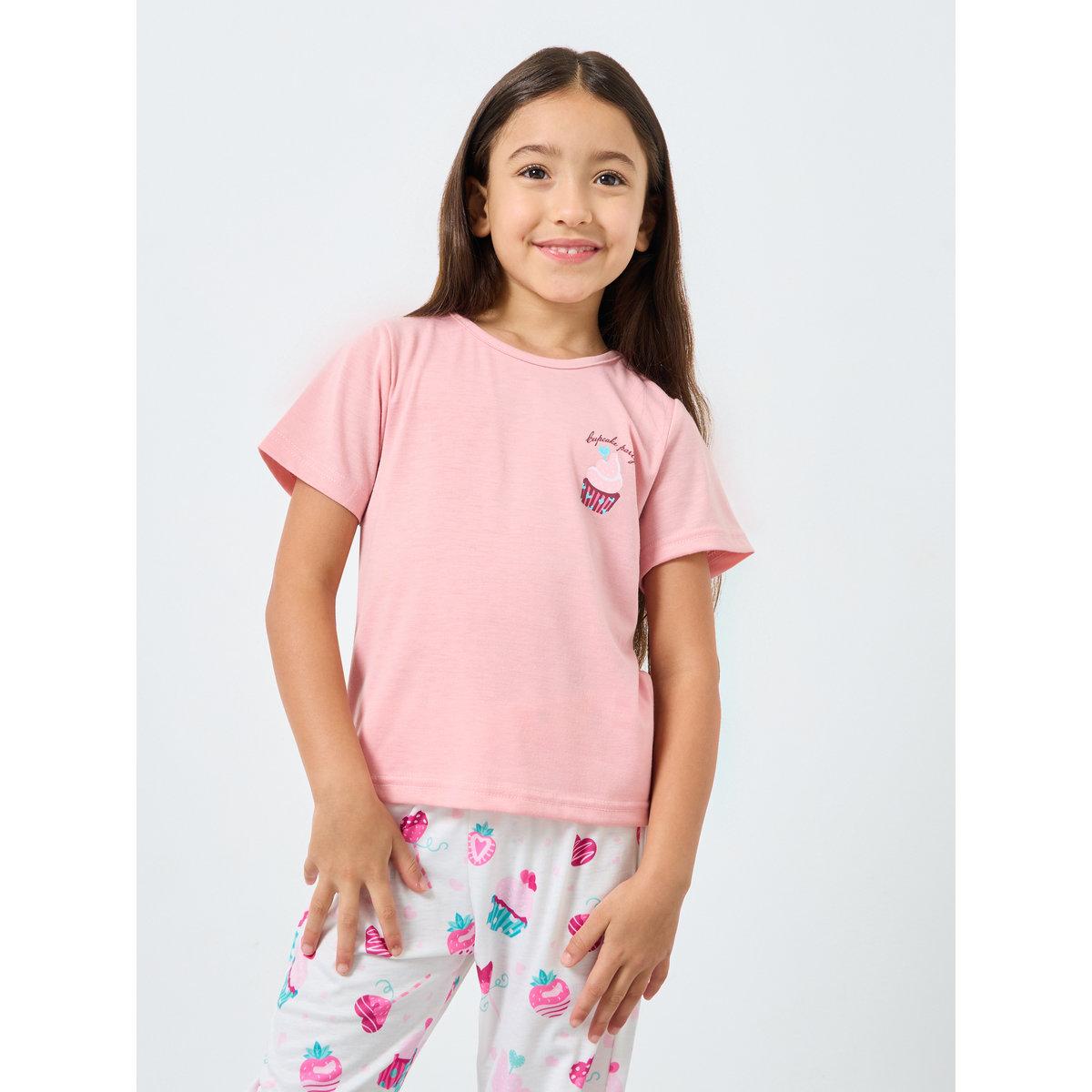طقم من بنطال بيجاما وتيشيرت بطبعة جرافيك-girls-clothing-nightwear-image-2
