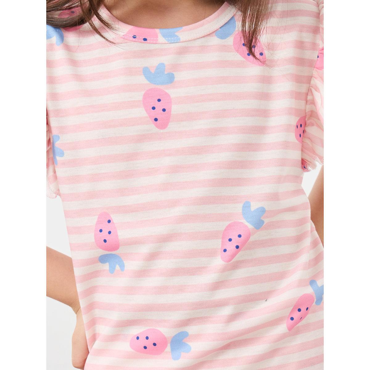 طقم بيجاما من بنطال وتيشيرت مخطط بأكمام كشكش-girls-clothing-nightwear-image-3