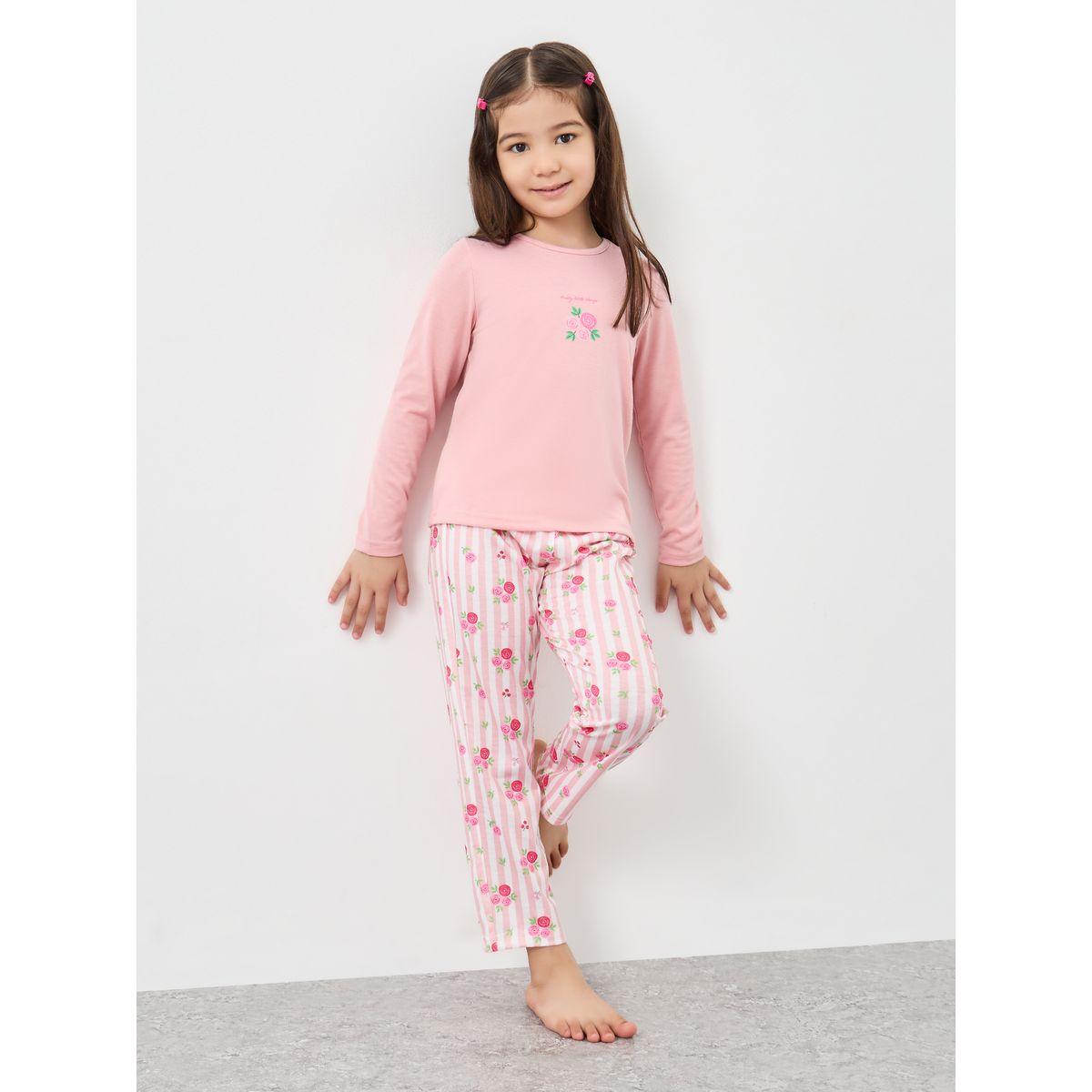 طقم من بنطال بيجاما وتيشيرت بياقة دائرية-girls-clothing-nightwear-image-5