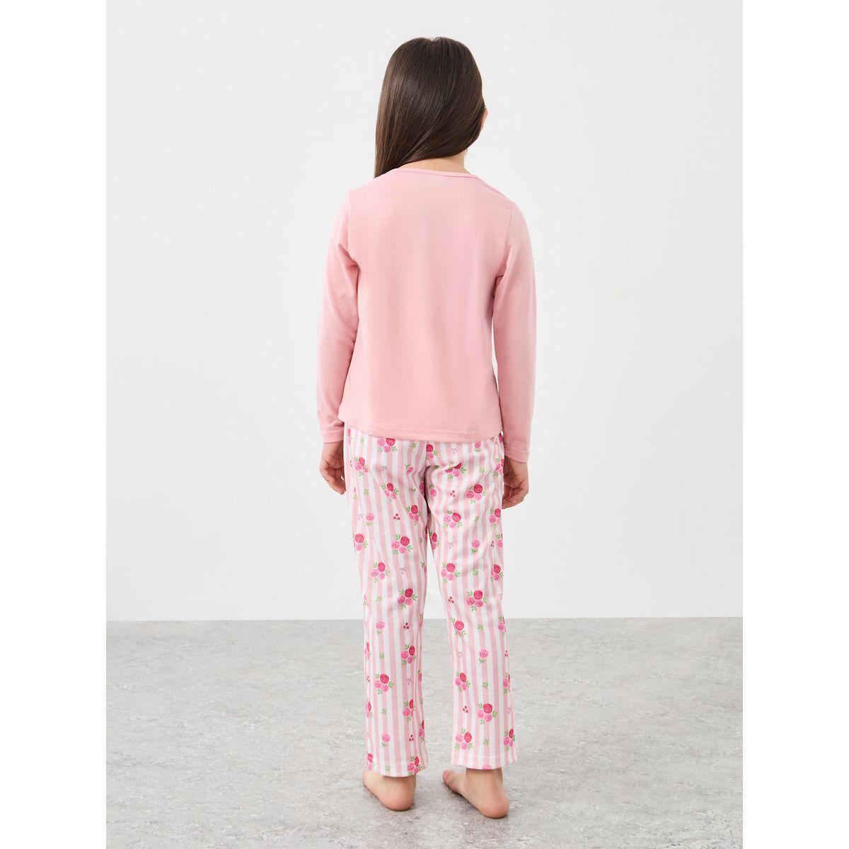 طقم من بنطال بيجاما وتيشيرت بياقة دائرية-girls-clothing-nightwear-image-2