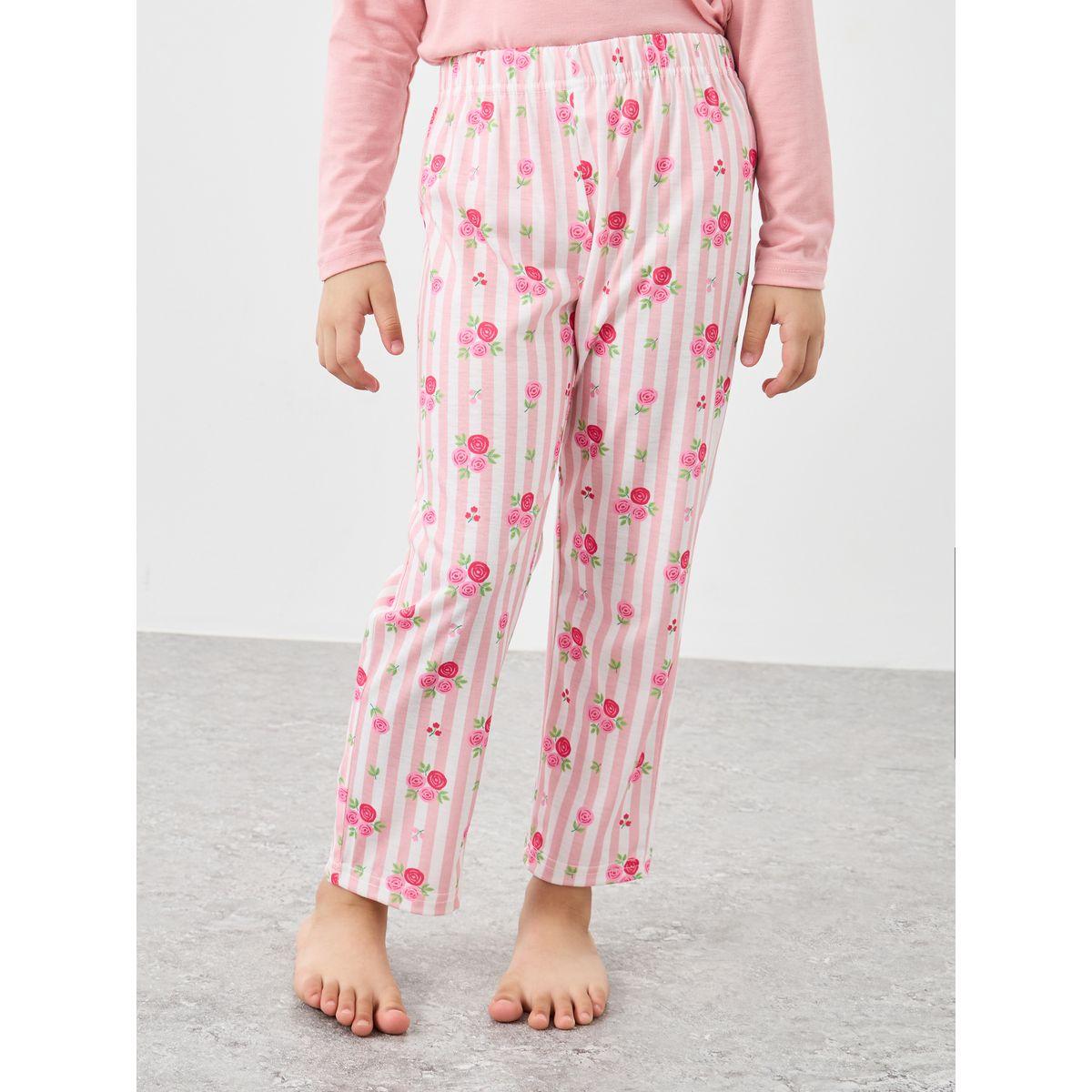 طقم من بنطال بيجاما وتيشيرت بياقة دائرية-girls-clothing-nightwear-image-1