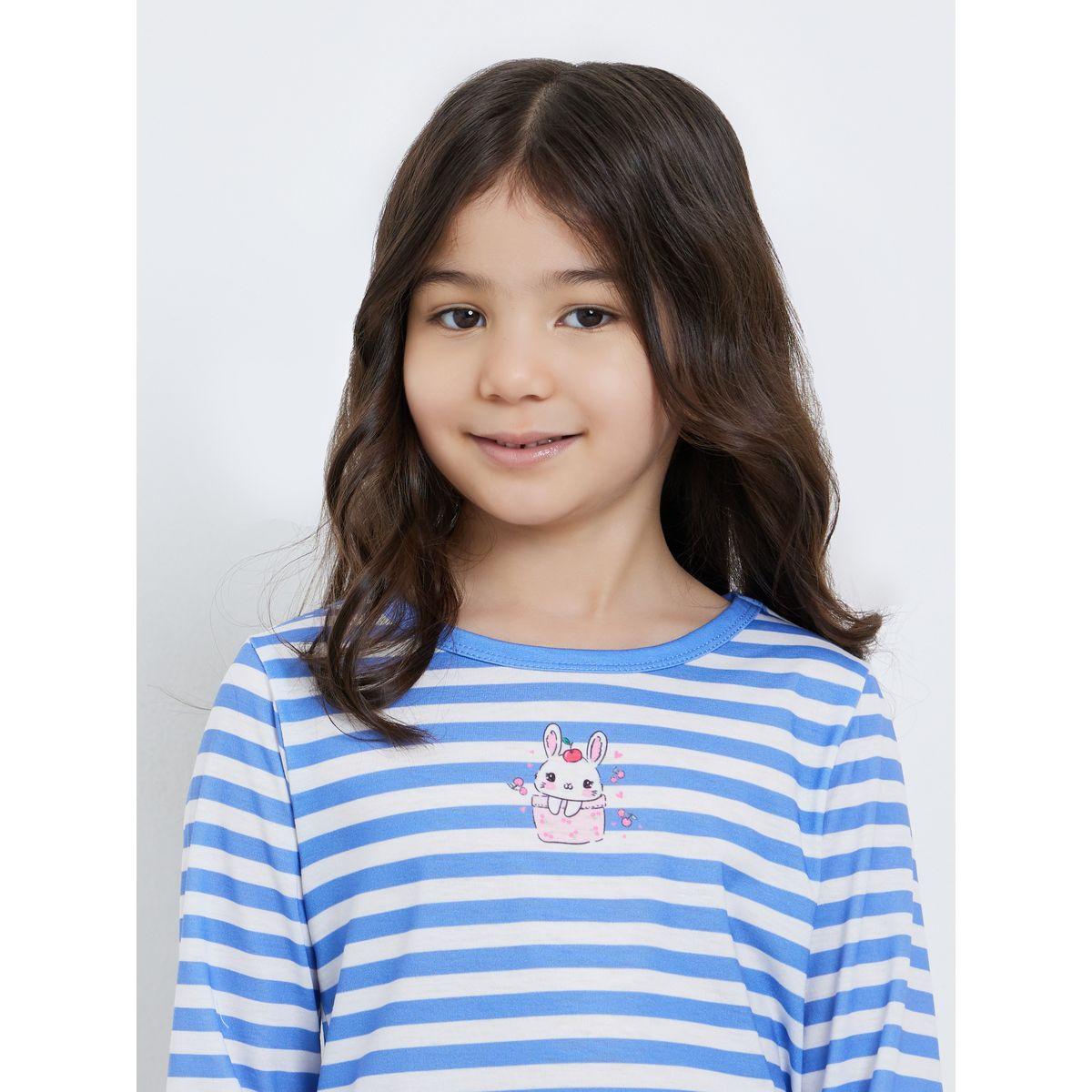 Styli Striped Long Sleeve T-Shirt and Pyjama Set-girls-clothing-nightwear-image-4