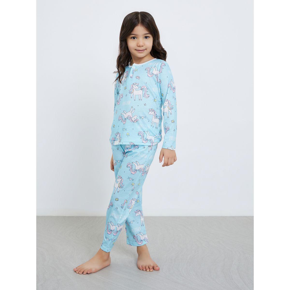 Styli Unicorn Graphic Print T-Shirt and Pyjama Set-girls-clothing-nightwear-image-2