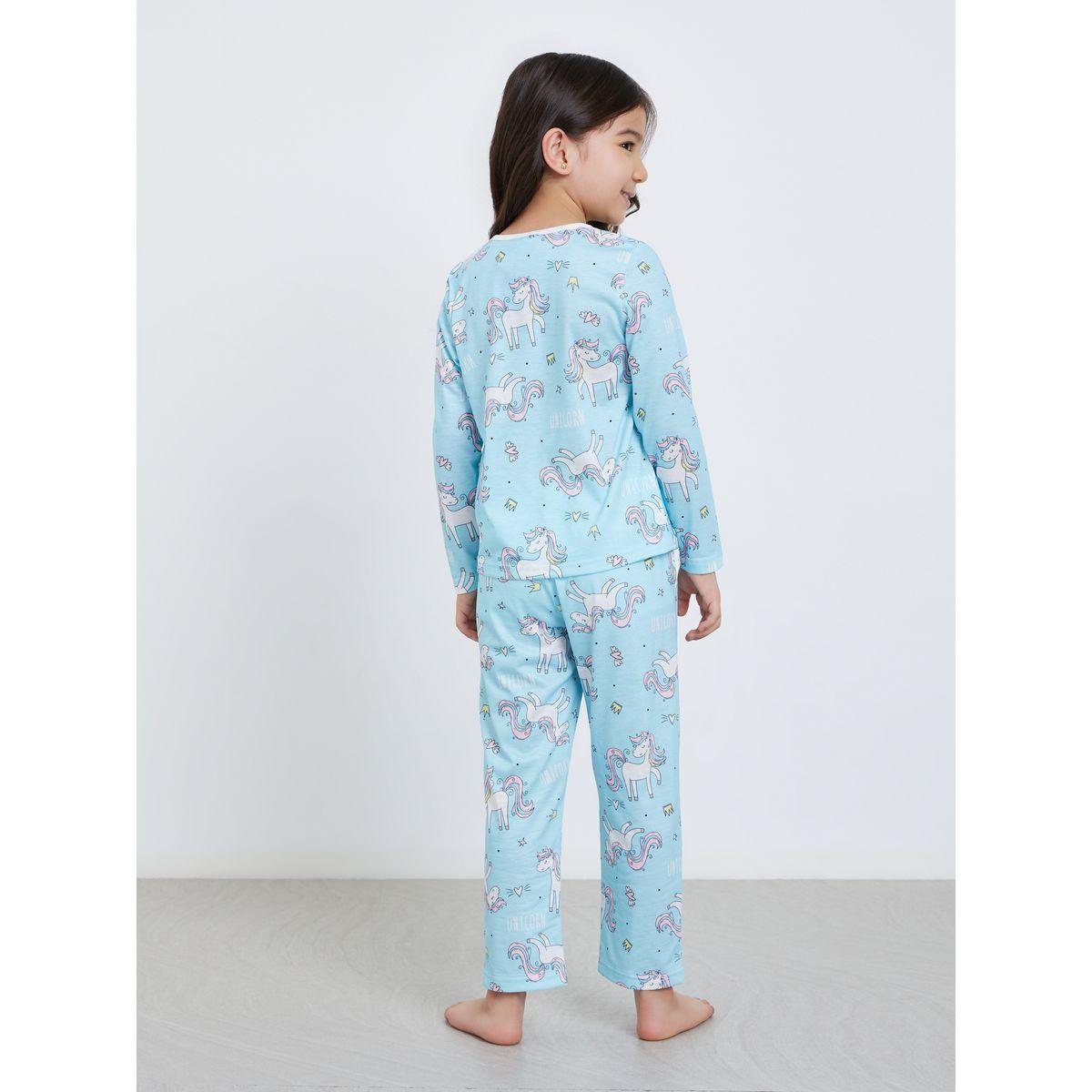 Styli Unicorn Graphic Print T-Shirt and Pyjama Set-girls-clothing-nightwear-image-6