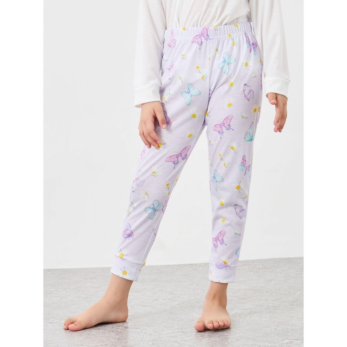 Styli Girls Butterfly Print T-Shirt and Pyjama Set-girls-clothing-nightwear-image-5