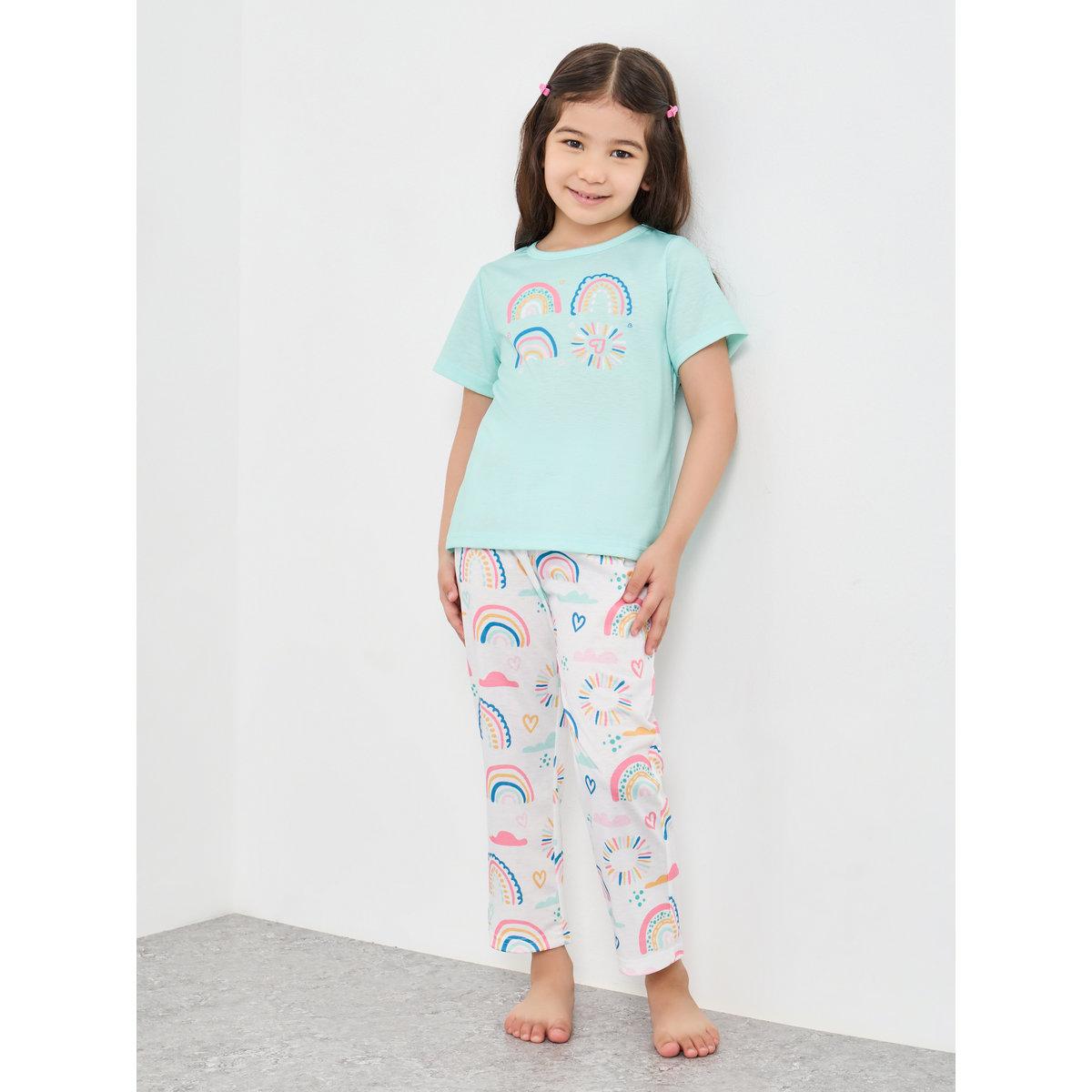 Styli Graphic Print T-Shirt and Pyjama Set-girls-clothing-nightwear-image-1