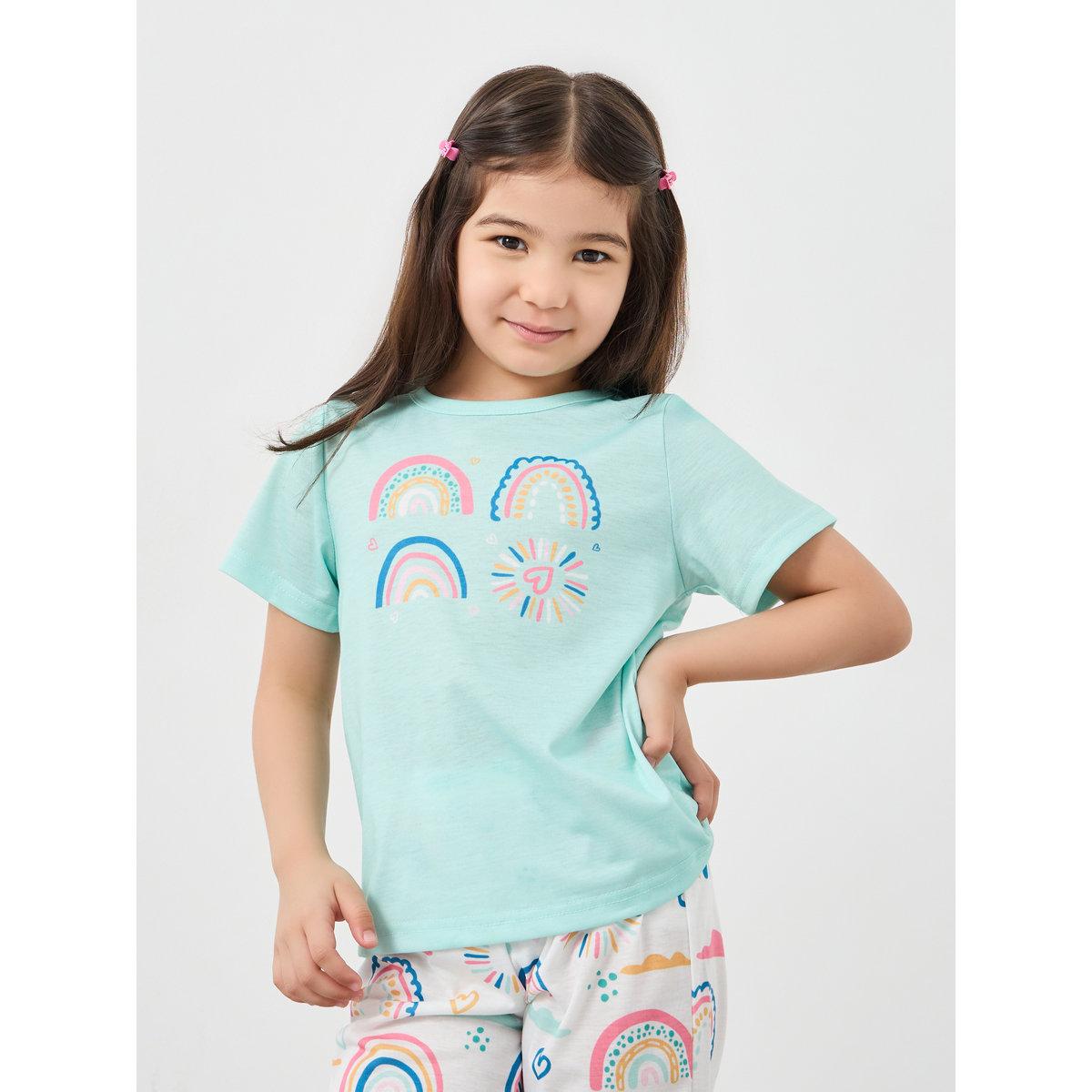 Styli Graphic Print T-Shirt and Pyjama Set-girls-clothing-nightwear-image-2