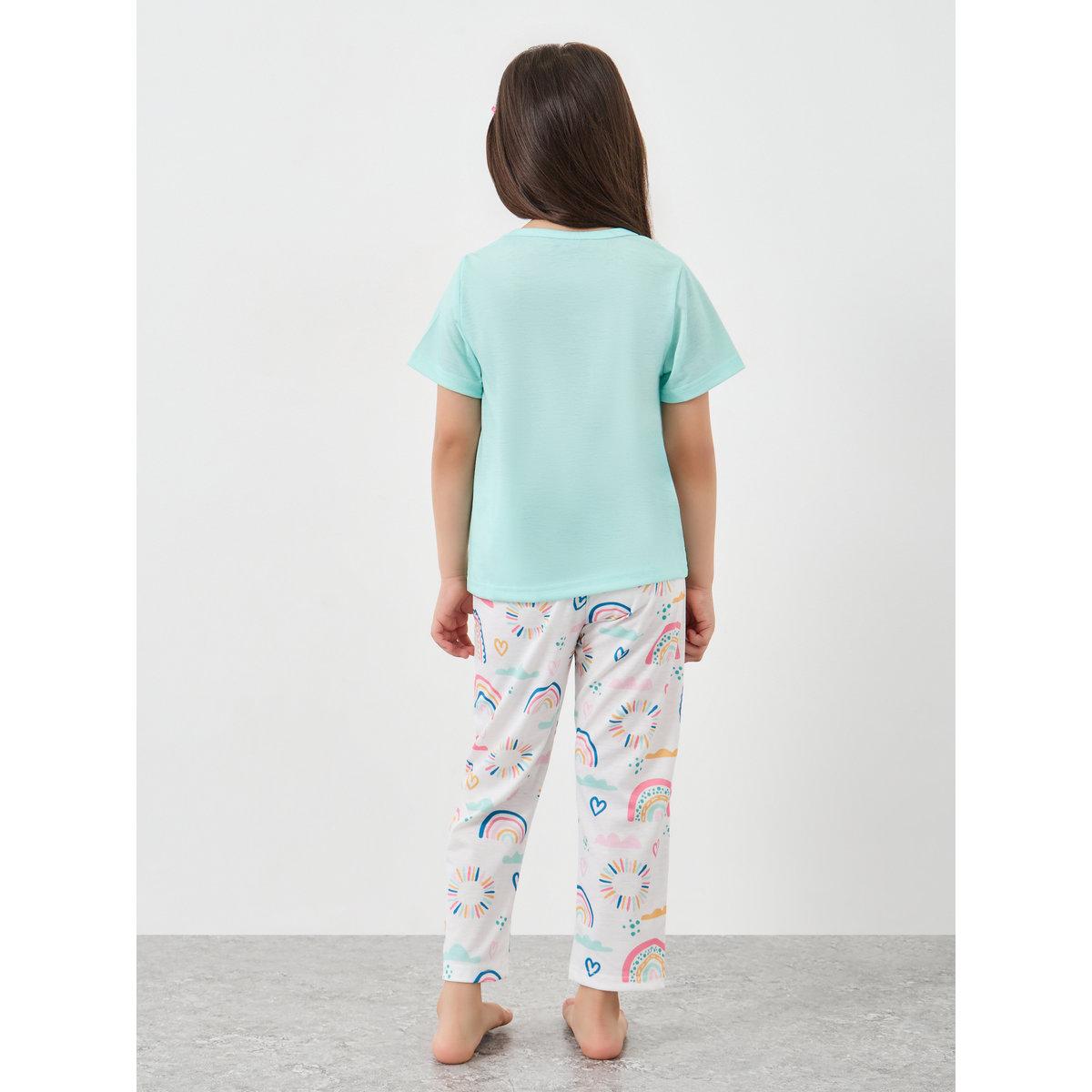 طقم بيجاما من بنطال وتيشيرت بطبعة جرافيك-girls-clothing-nightwear-image-4