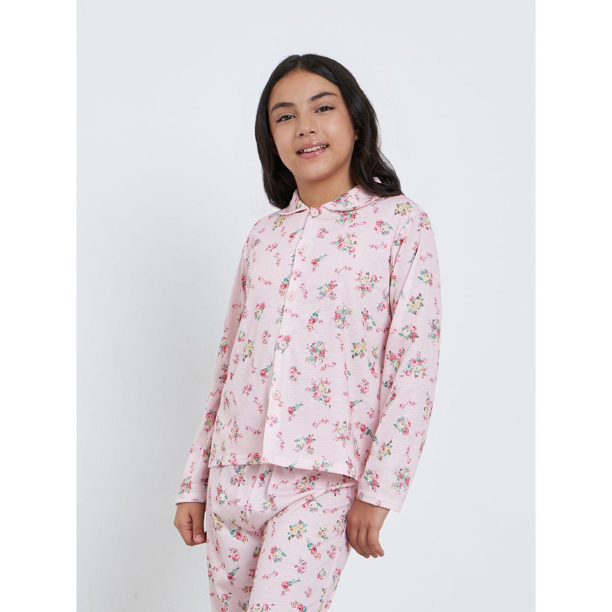 Styli Floral Print Shirt and Pyjama Set-girls-clothing-nightwear-image-2