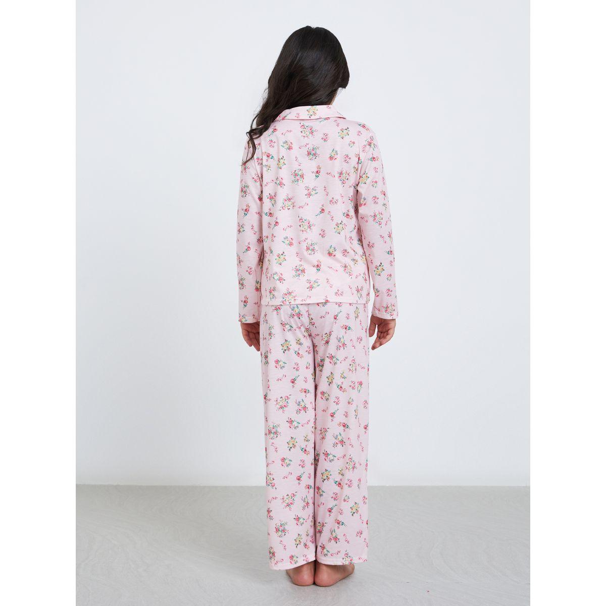 طقم من بنطال بيجاما وبلوزة بطبعة زهور-girls-clothing-nightwear-image-4