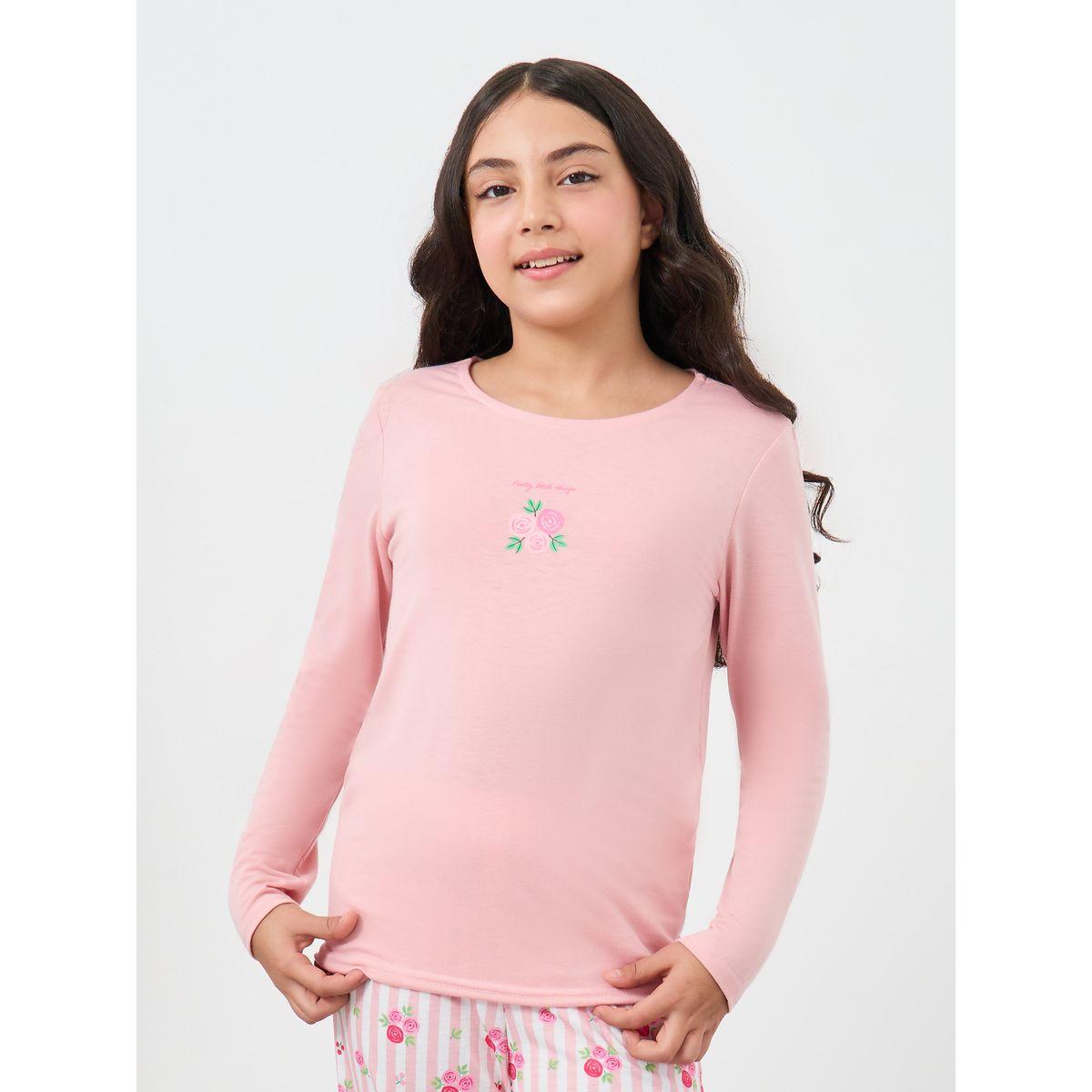 طقم من بنطال بيجاما وتيشيرت مُطبع بأكمام طويلة-girls-clothing-nightwear-image-2