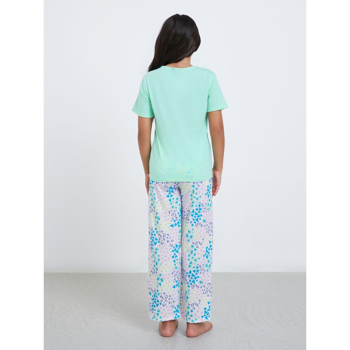 طقم بيجاما من بنطال وتيشيرت بياقة دائرية-girls-clothing-nightwear-image-4