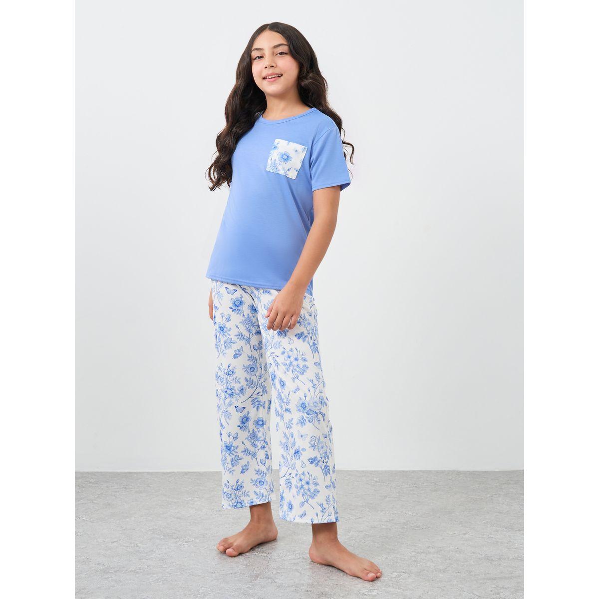 طقم من بنطال بيجاما وتيشيرت بطبعة زهور-girls-clothing-nightwear-image-2