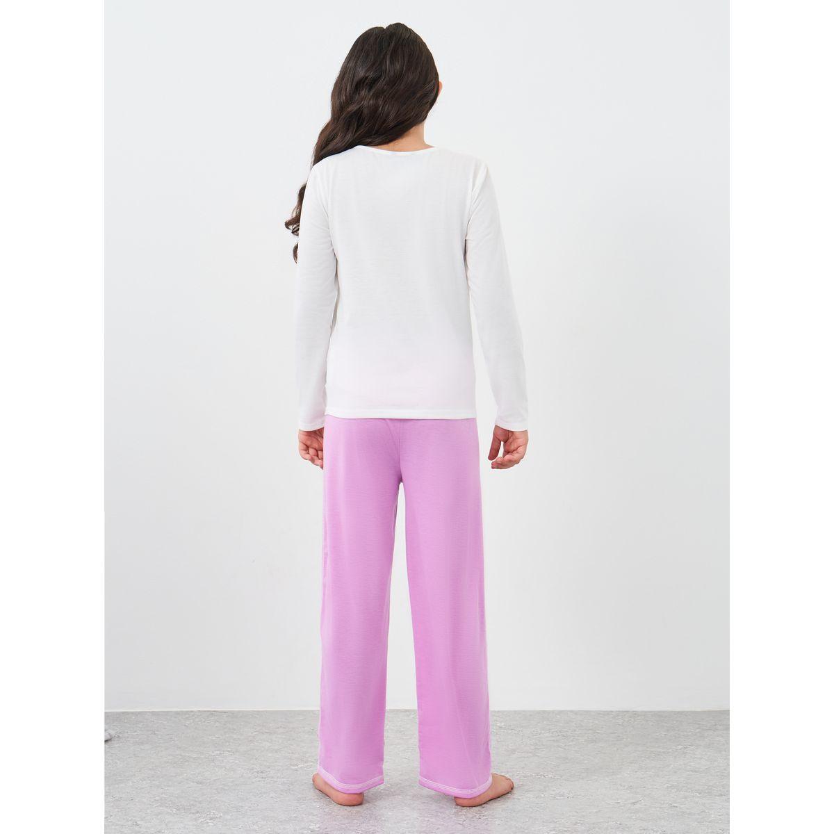 طقم من بنطال بيجاما وتيشيرت بطبعة كتابة-girls-clothing-nightwear-image-6